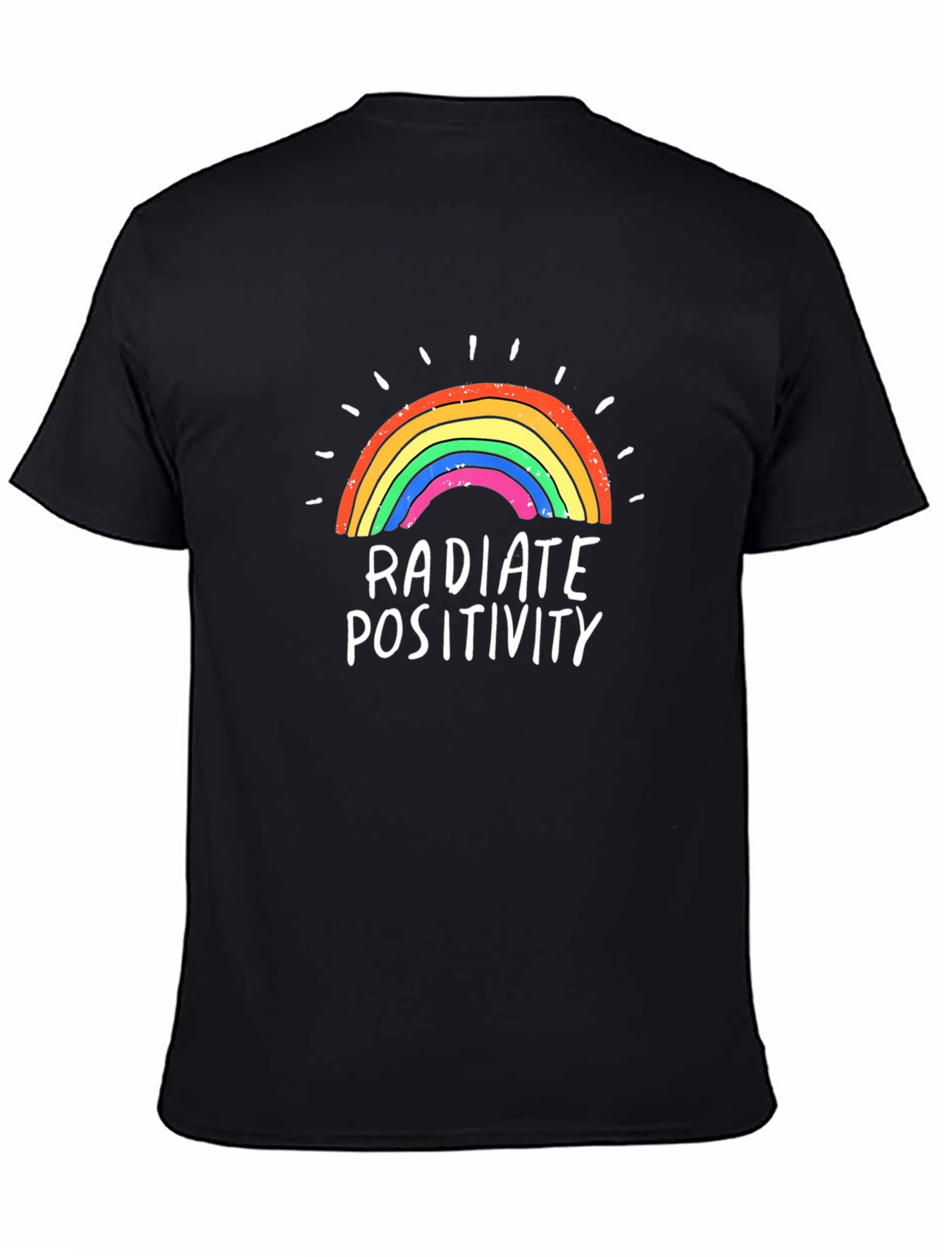 Radiate Positivity Rainbow Graphic Tee - Black