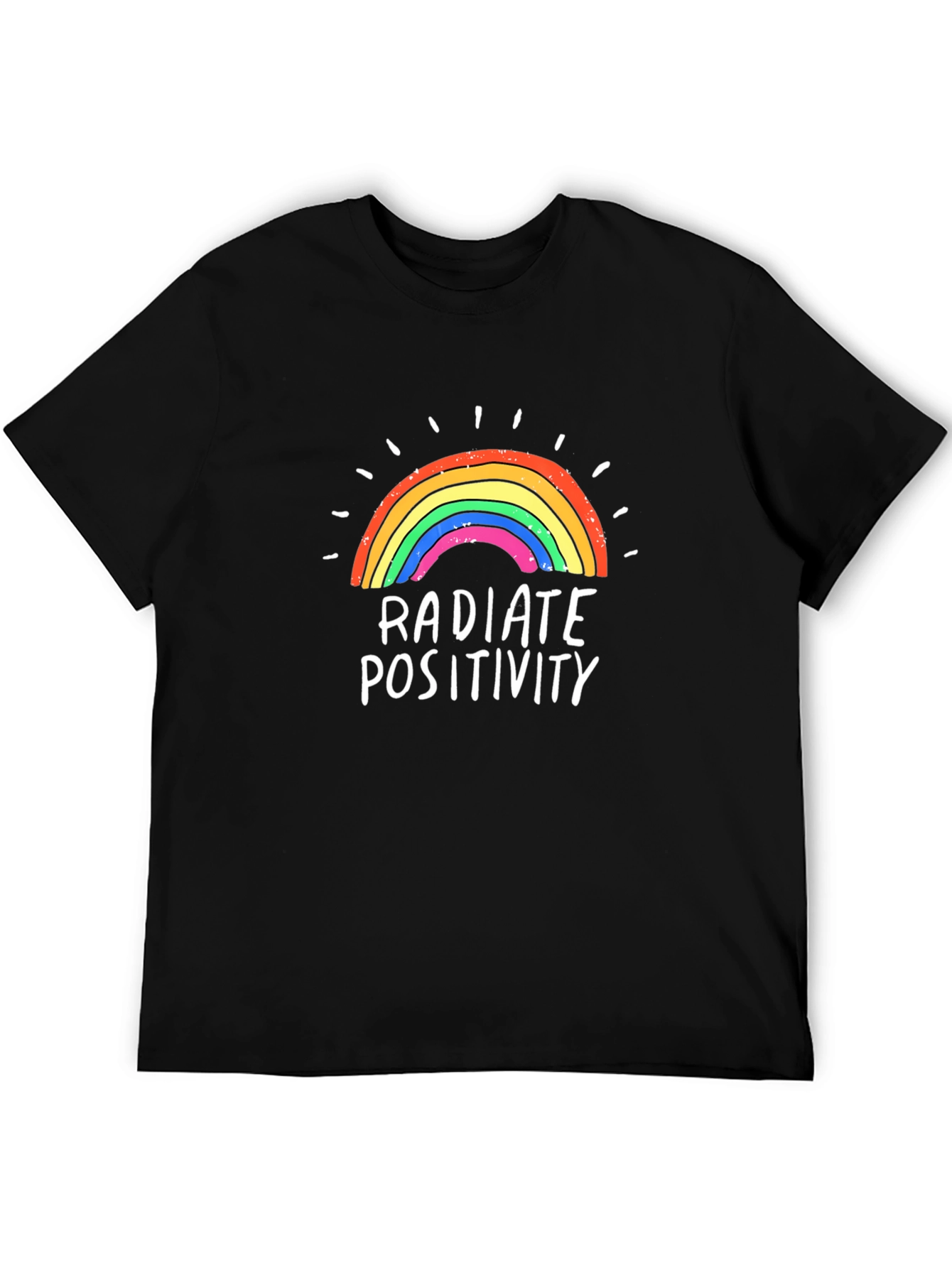 Radiate Positivity Rainbow Graphic Tee - Black