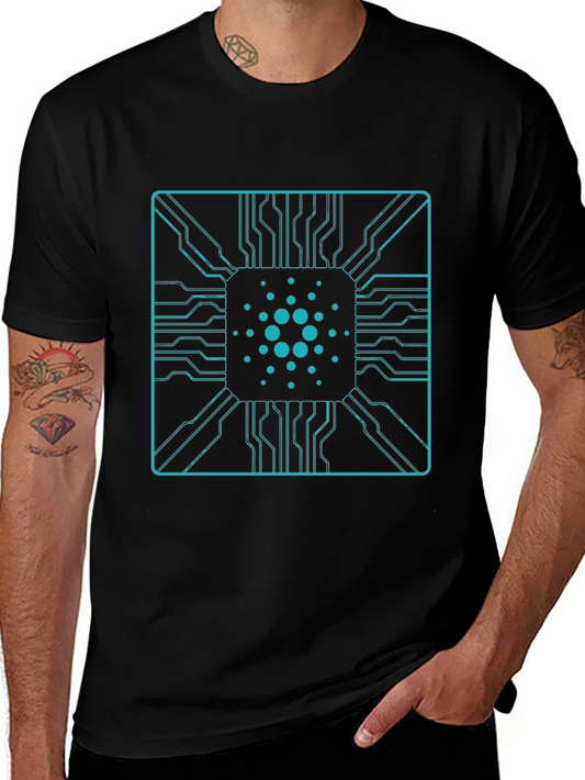 Cardano Circuit Board Graphic T-Shirt - Black Cotton