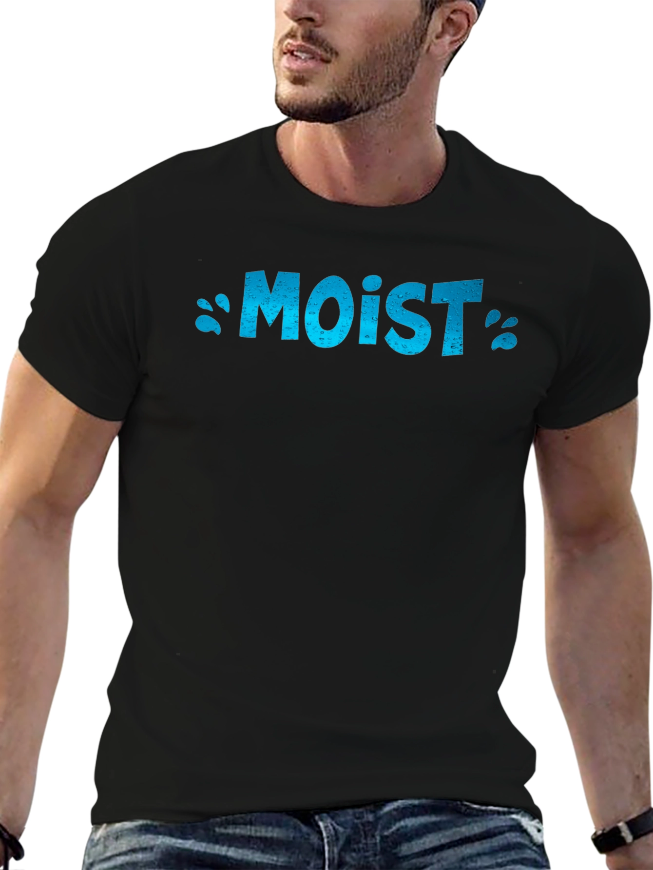 Moist Text Graphic Black T-Shirt