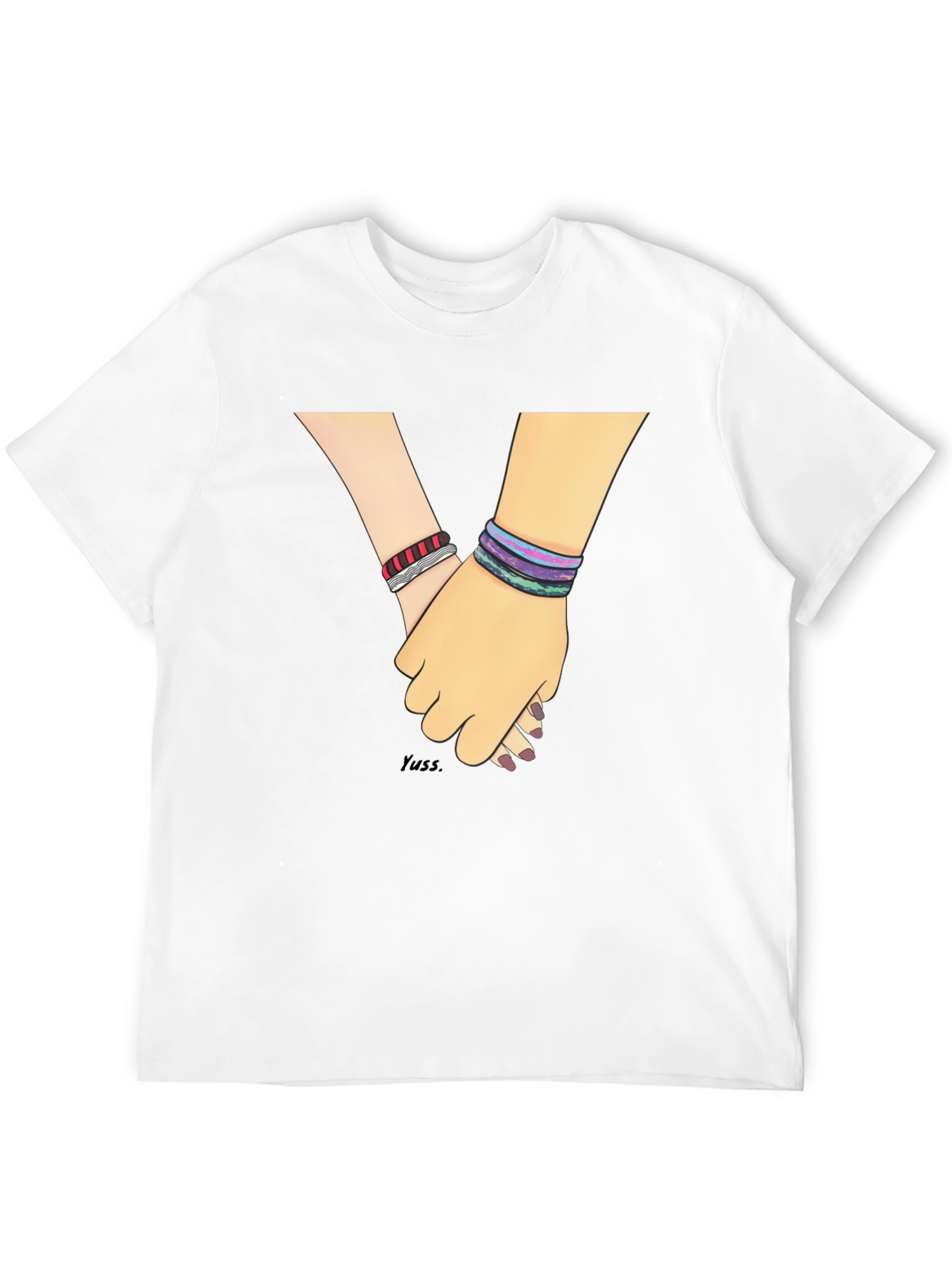 Hand-in-Hand Graphic Tee - Black Casual T-Shirt