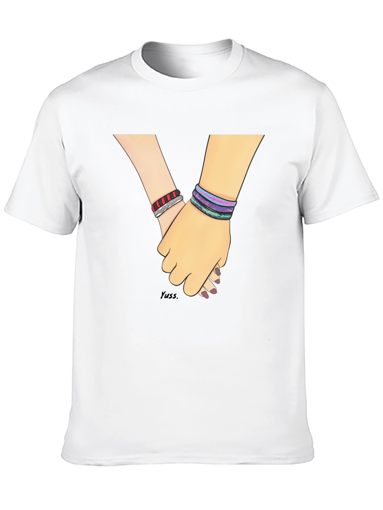 Hand-in-Hand Graphic Tee - Black Casual T-Shirt