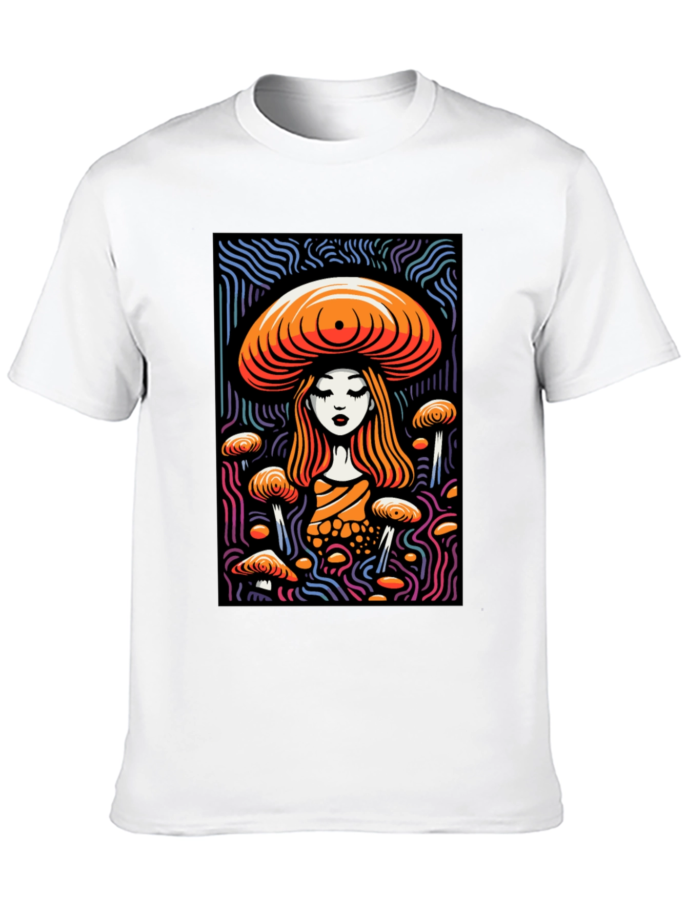 Mushroom Maiden Graphic Tee - Black Cotton Blend