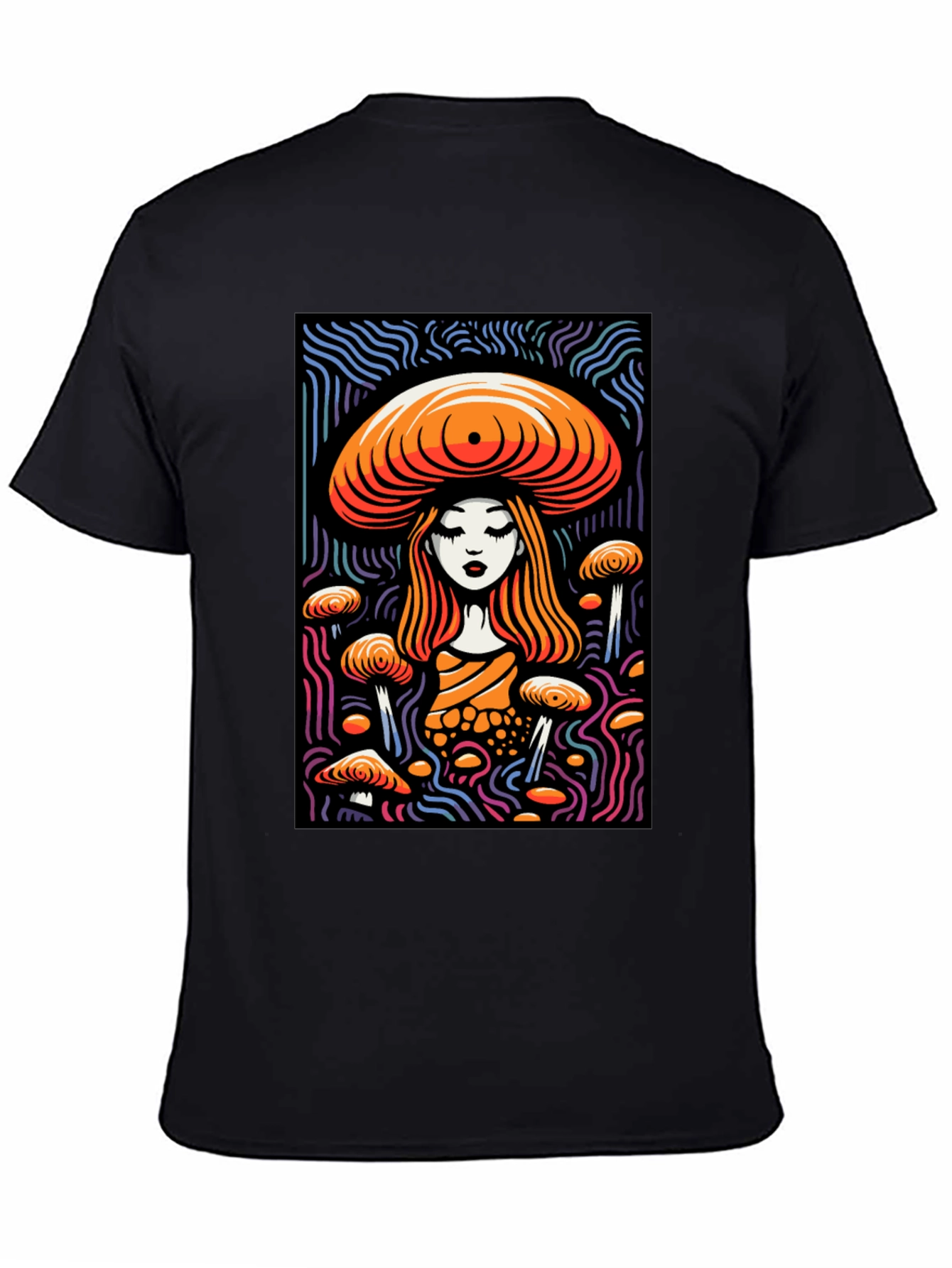 Mushroom Maiden Graphic Tee - Black Cotton Blend