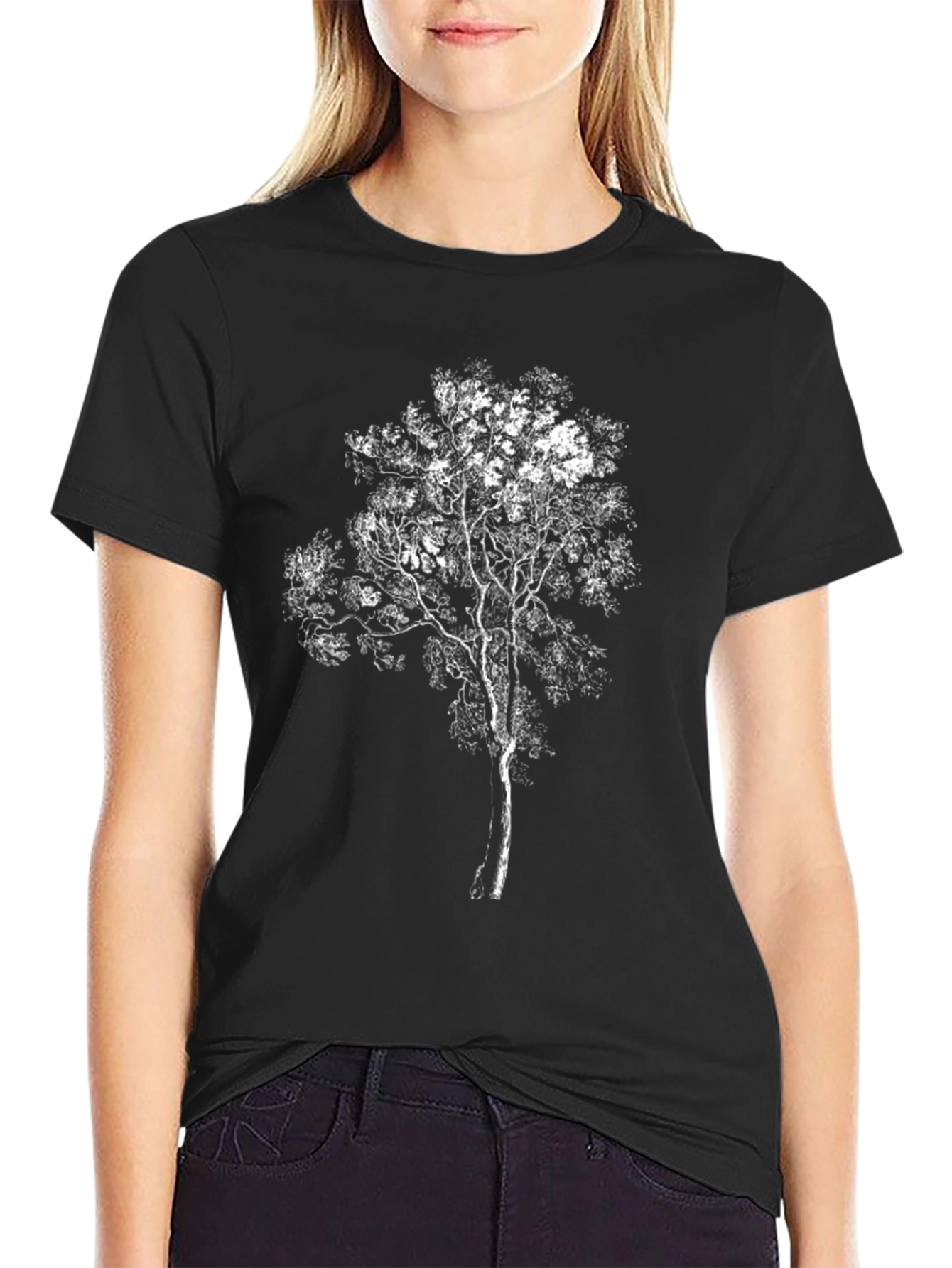 White Tree Graphic Black T-Shirt