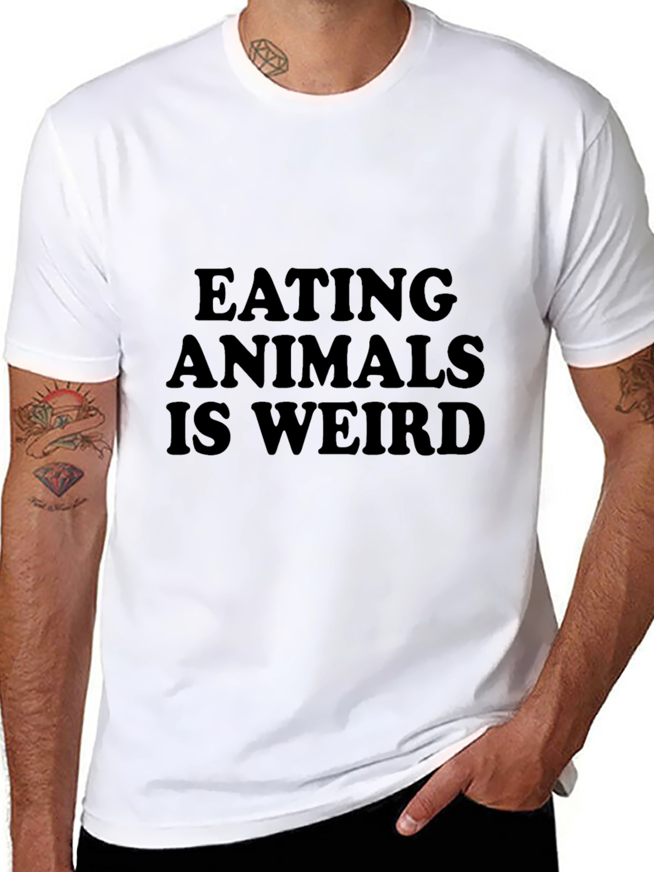 Eating Animals Is Weird - Unisex Black T-Shirt