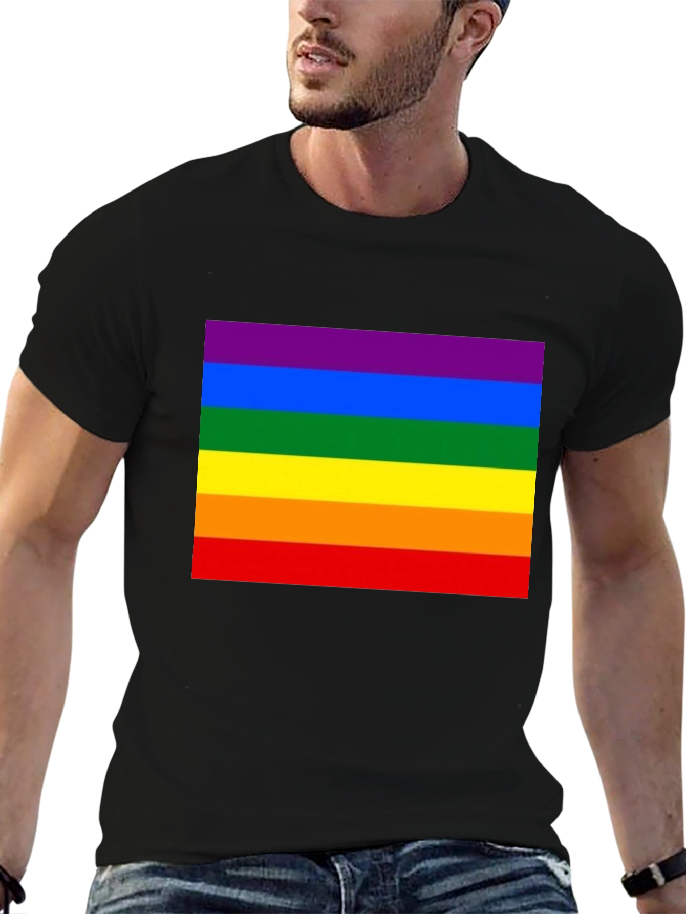 Rainbow Pride T-Shirt - Black Crew Neck Tee
