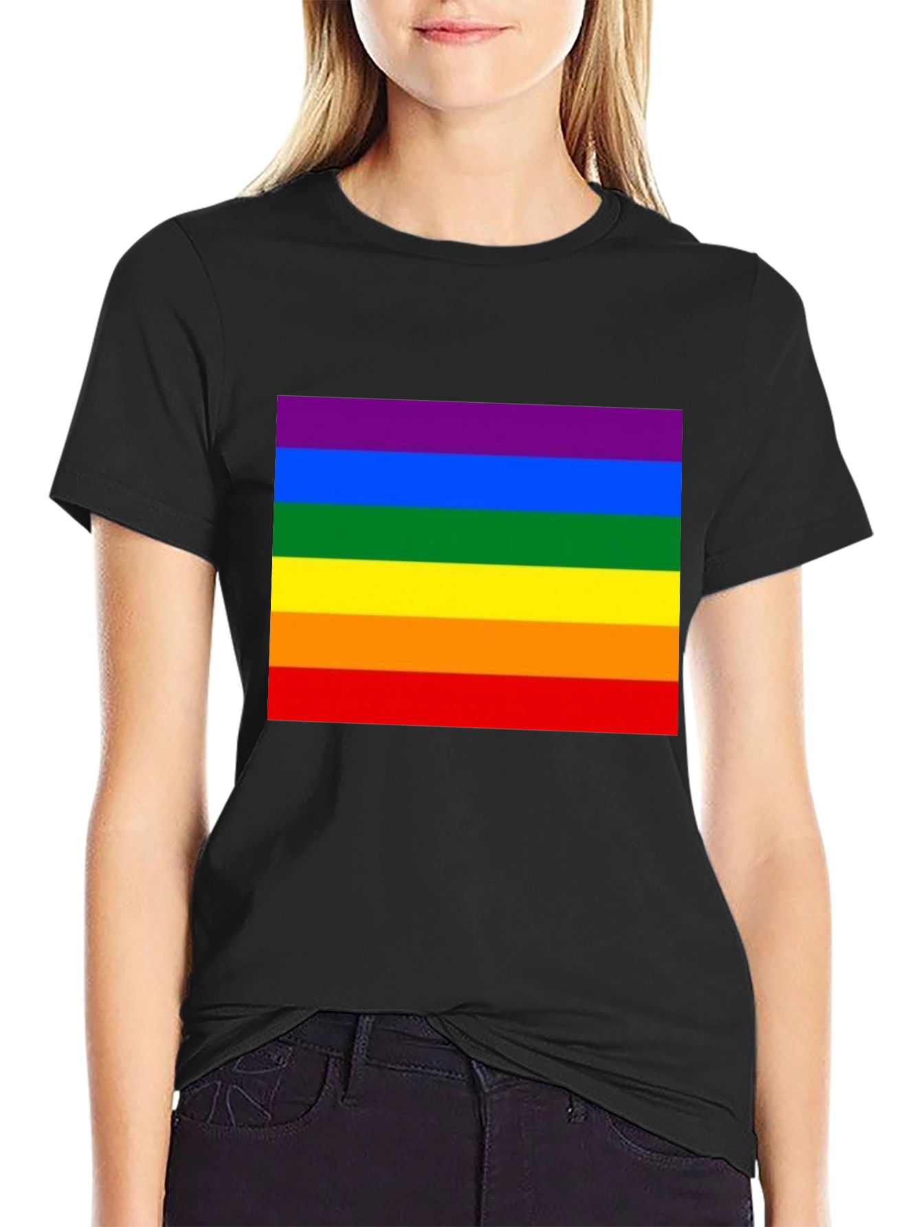 Rainbow Pride T-Shirt - Black Crew Neck Tee