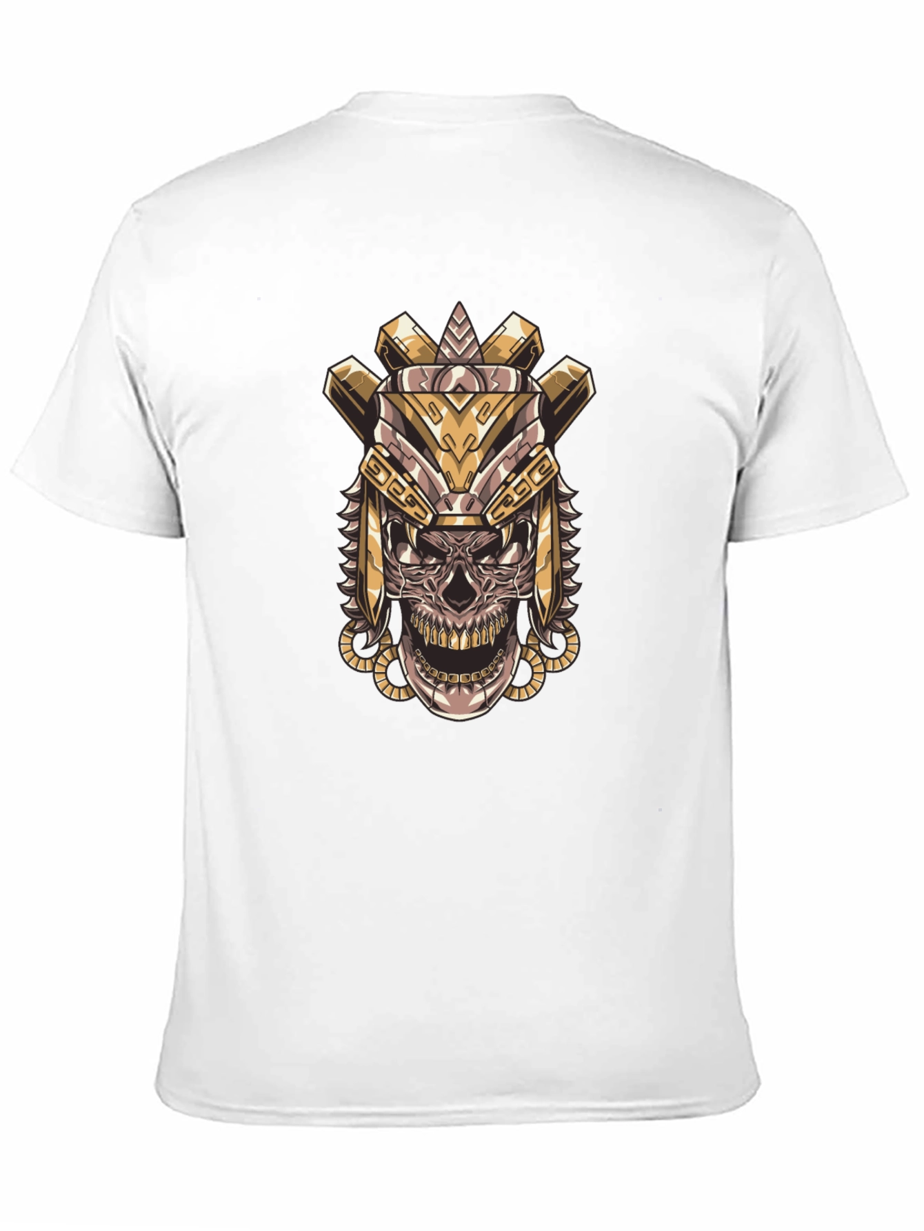 Aztec Skull Graphic Tee - Black Cotton T-Shirt