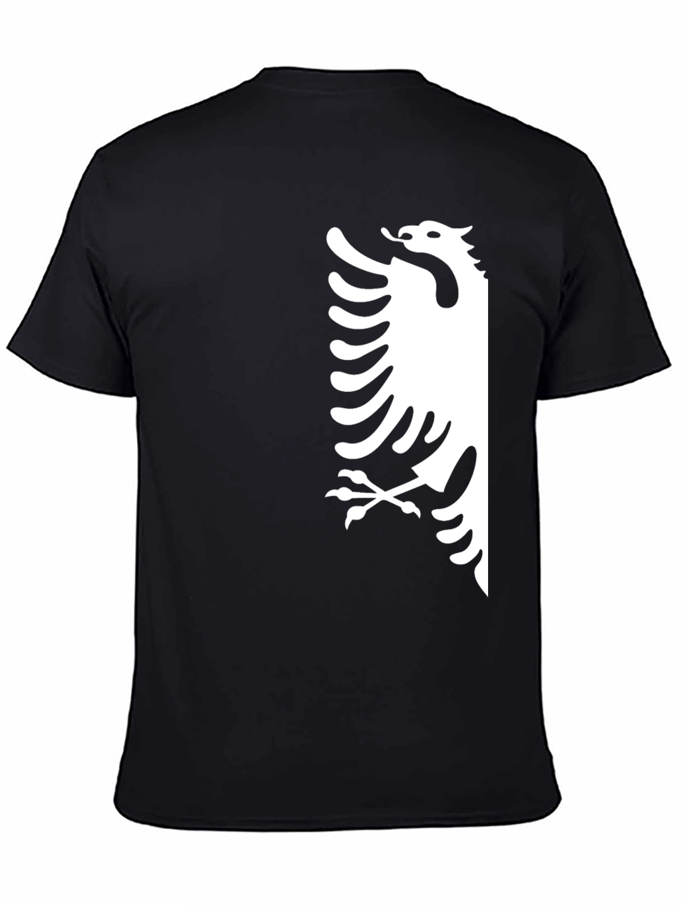 Mens Black T-Shirt with White Eagle Design