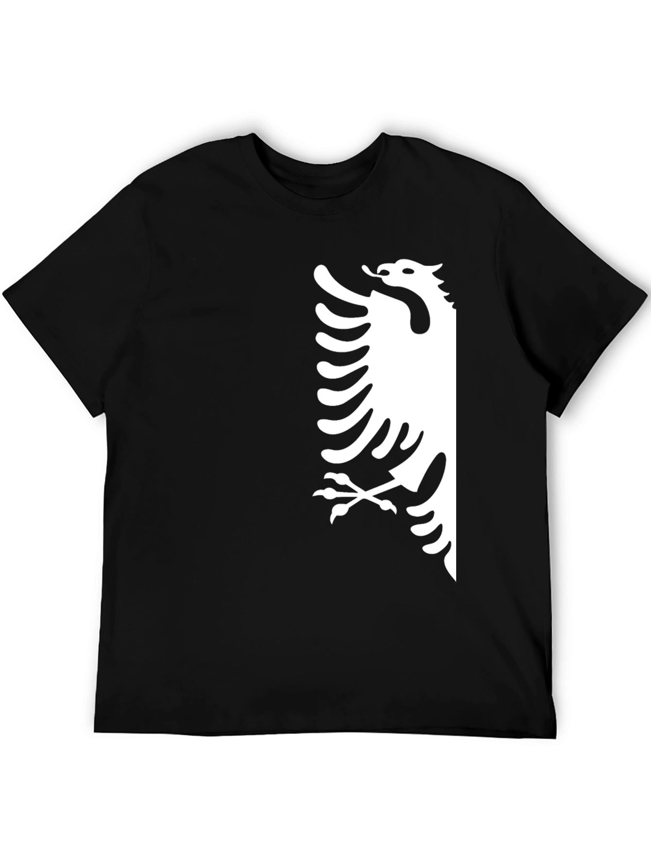 Mens Black T-Shirt with White Eagle Design
