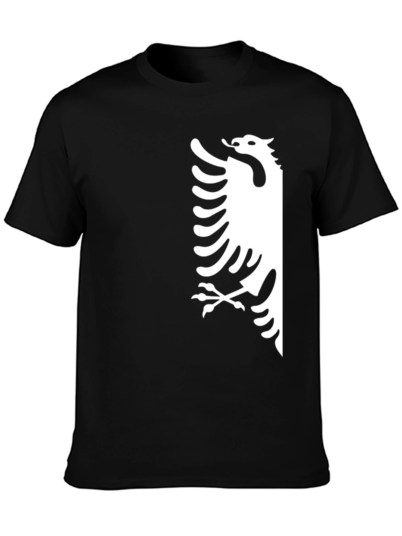 Mens Black T-Shirt with White Eagle Design