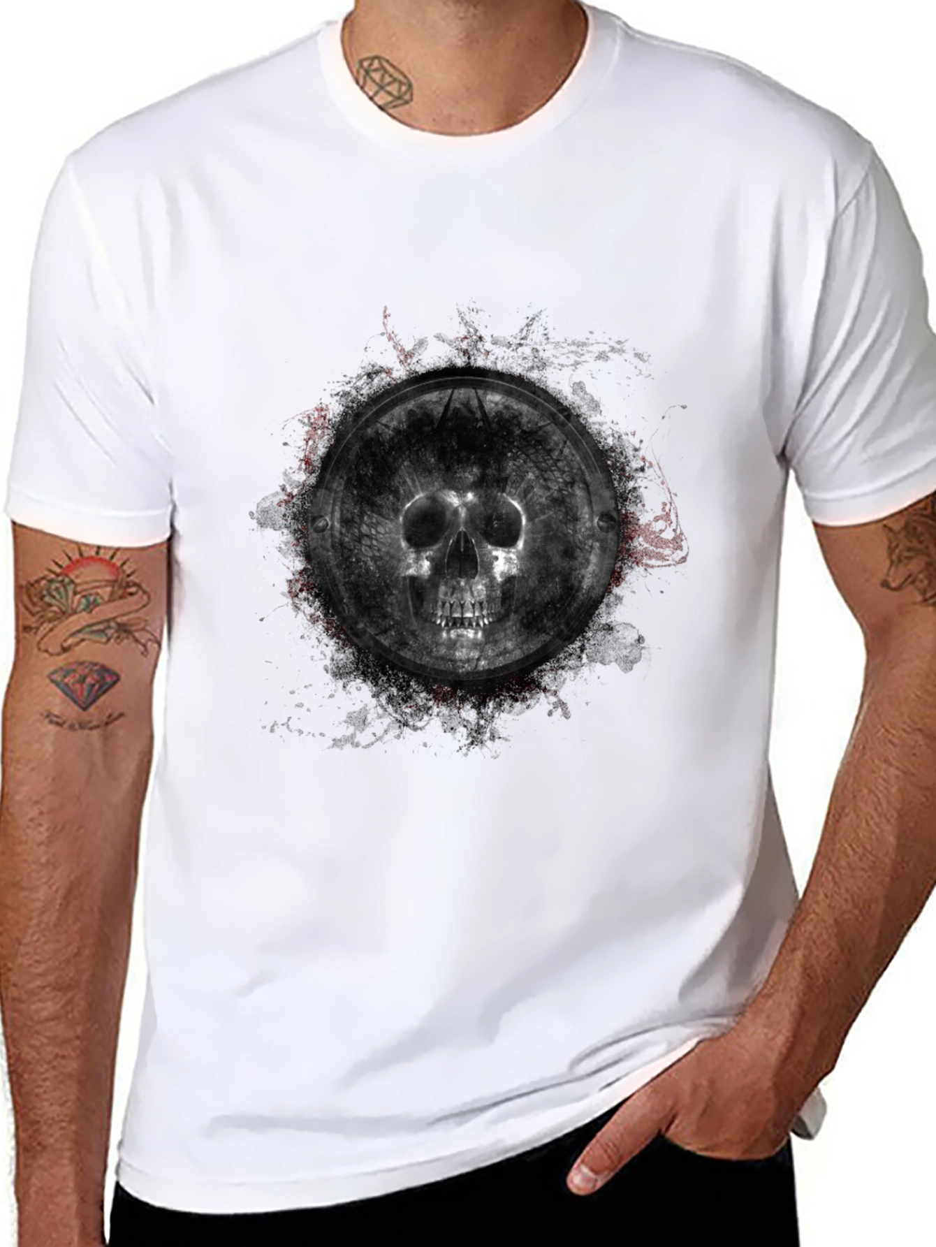 Skull Shield Graphic Black T-Shirt