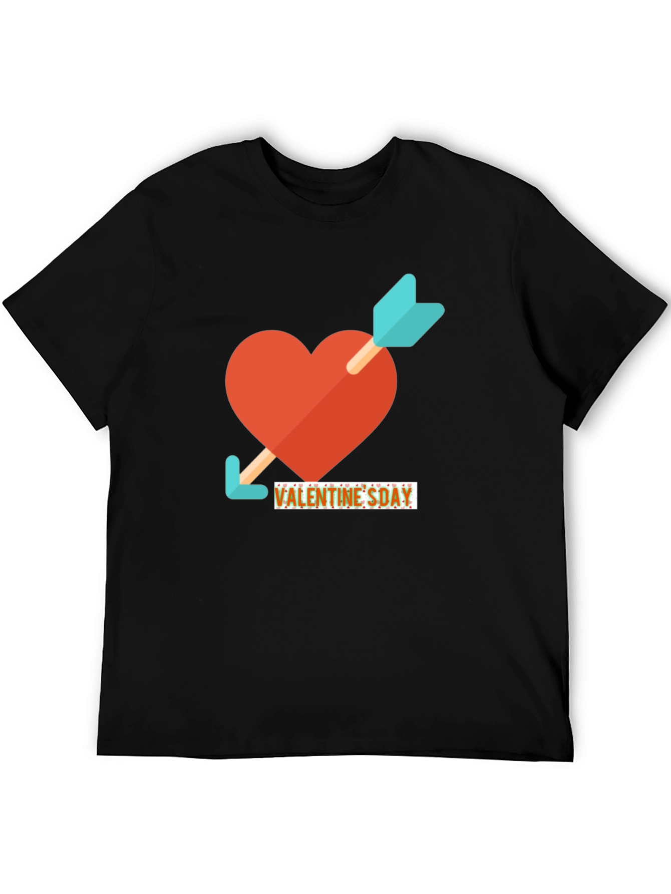 Valentines Day Heart & Arrow Graphic Tee - Black
