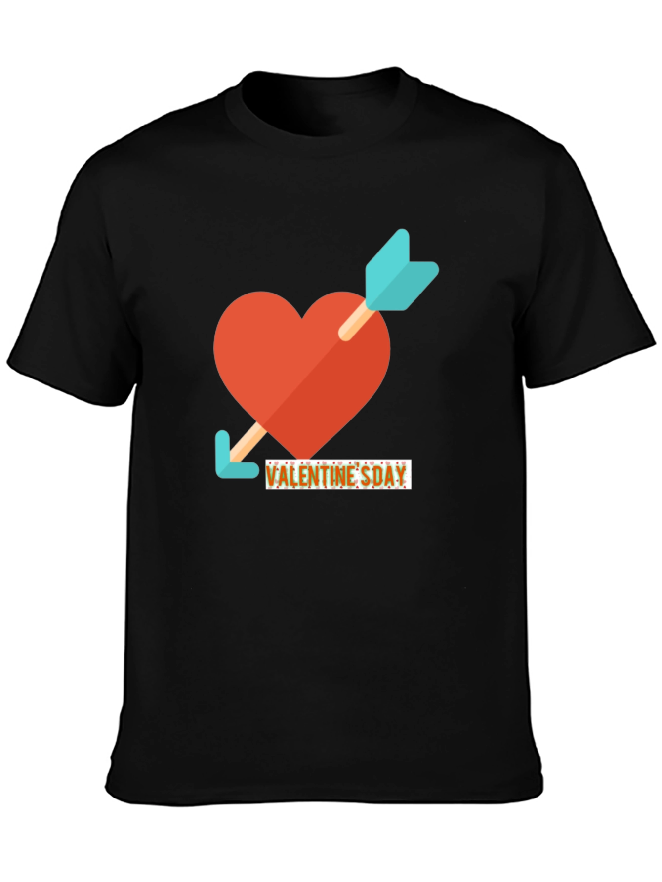 Valentines Day Heart & Arrow Graphic Tee - Black