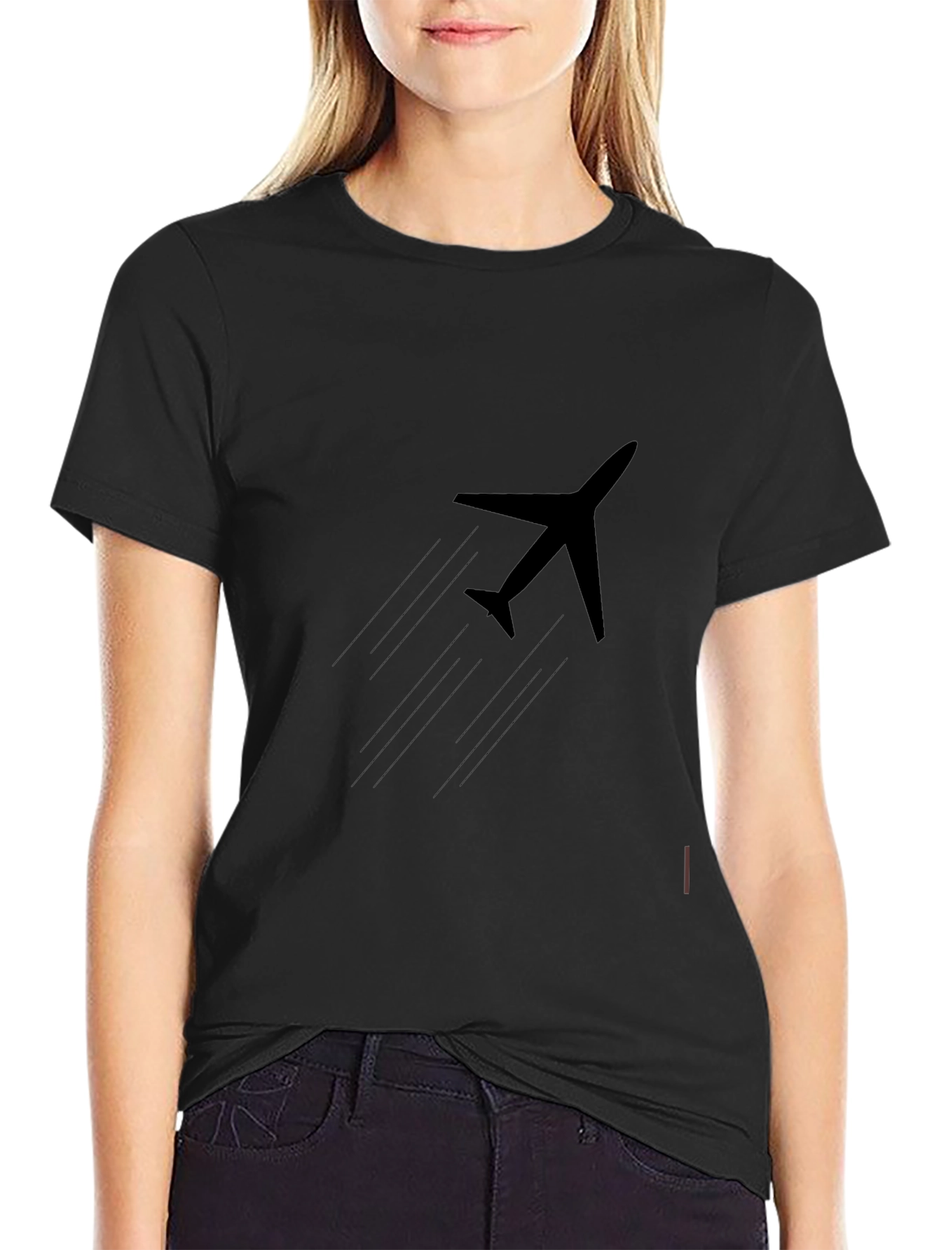 Black Airplane Graphic Tee - Fly in Style