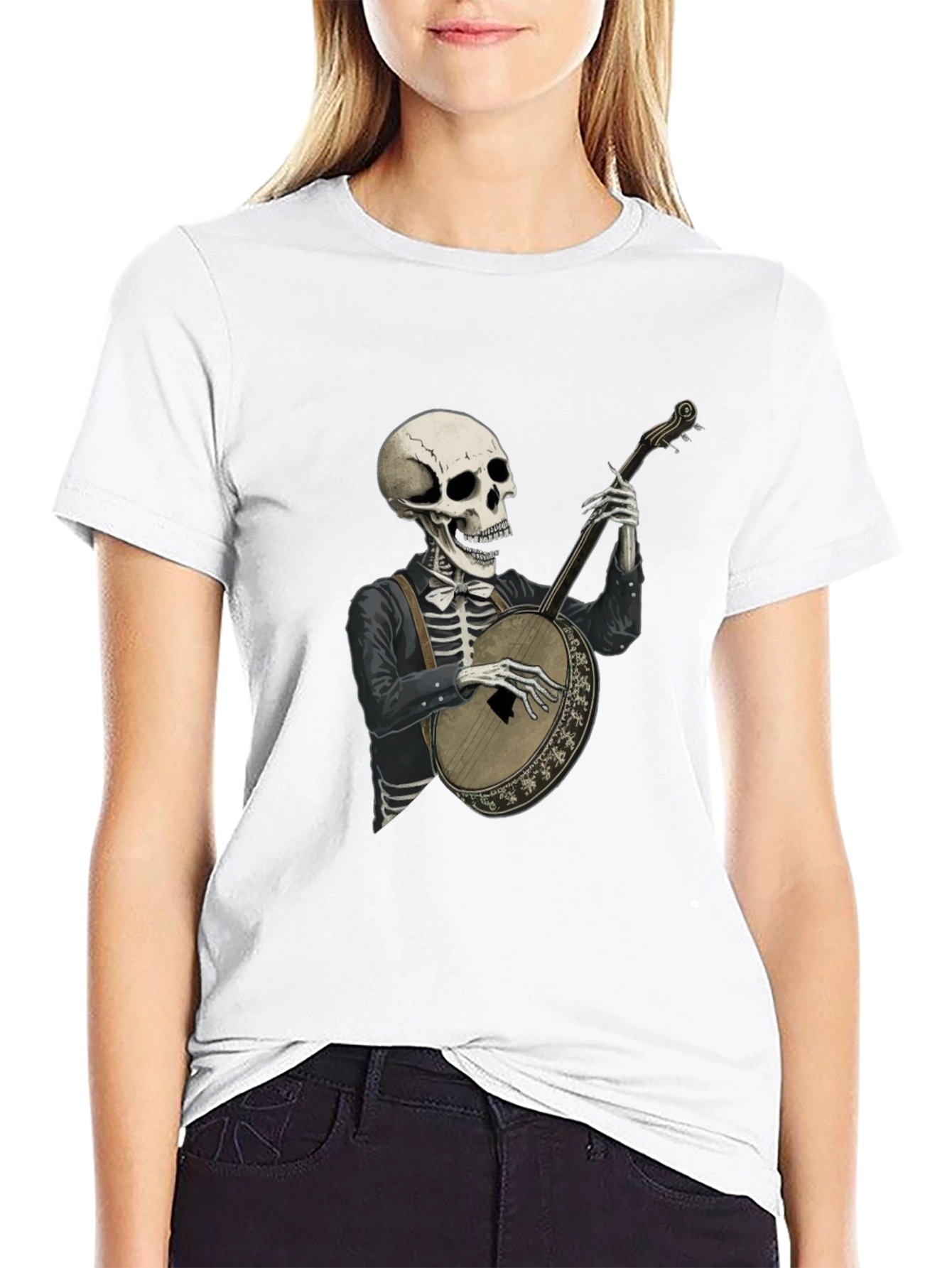 Skeleton Banjo Player Graphic Tee