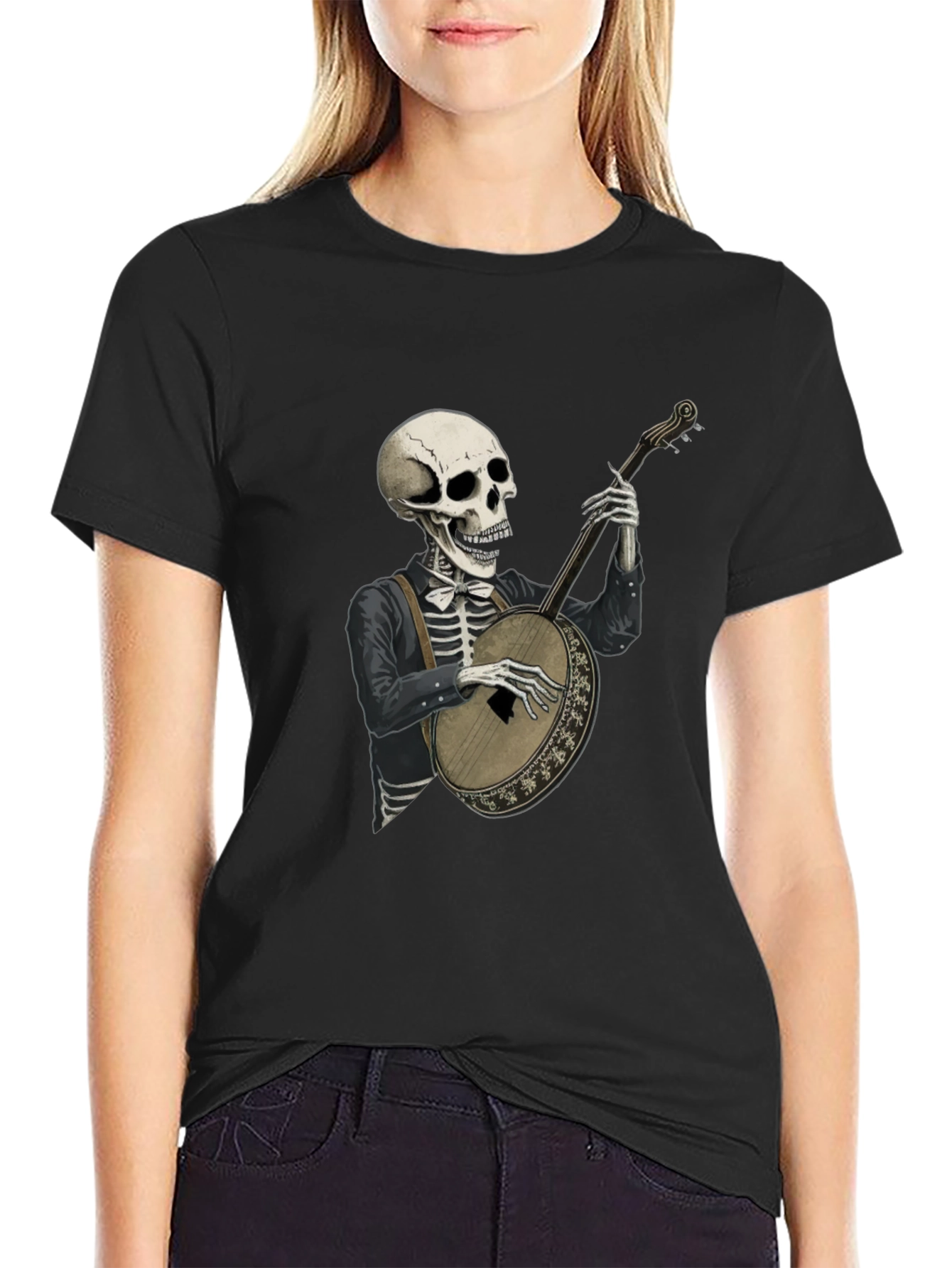 Skeleton Banjo Player Graphic Tee