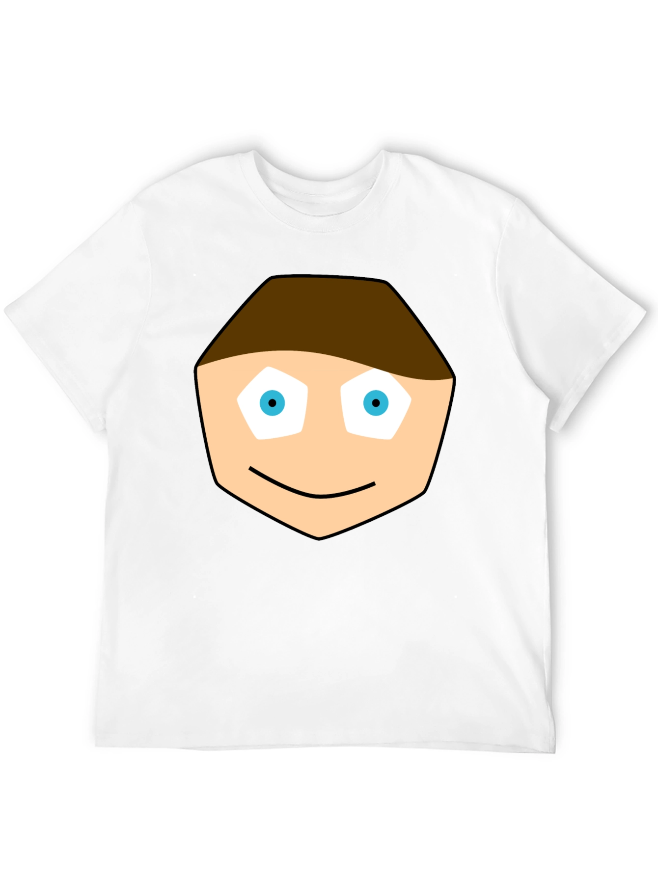 Cartoon Face Graphic Tee - Black Cotton T-Shirt