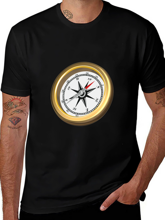 Compass Graphic T-Shirt - Black Short Sleeve Tee