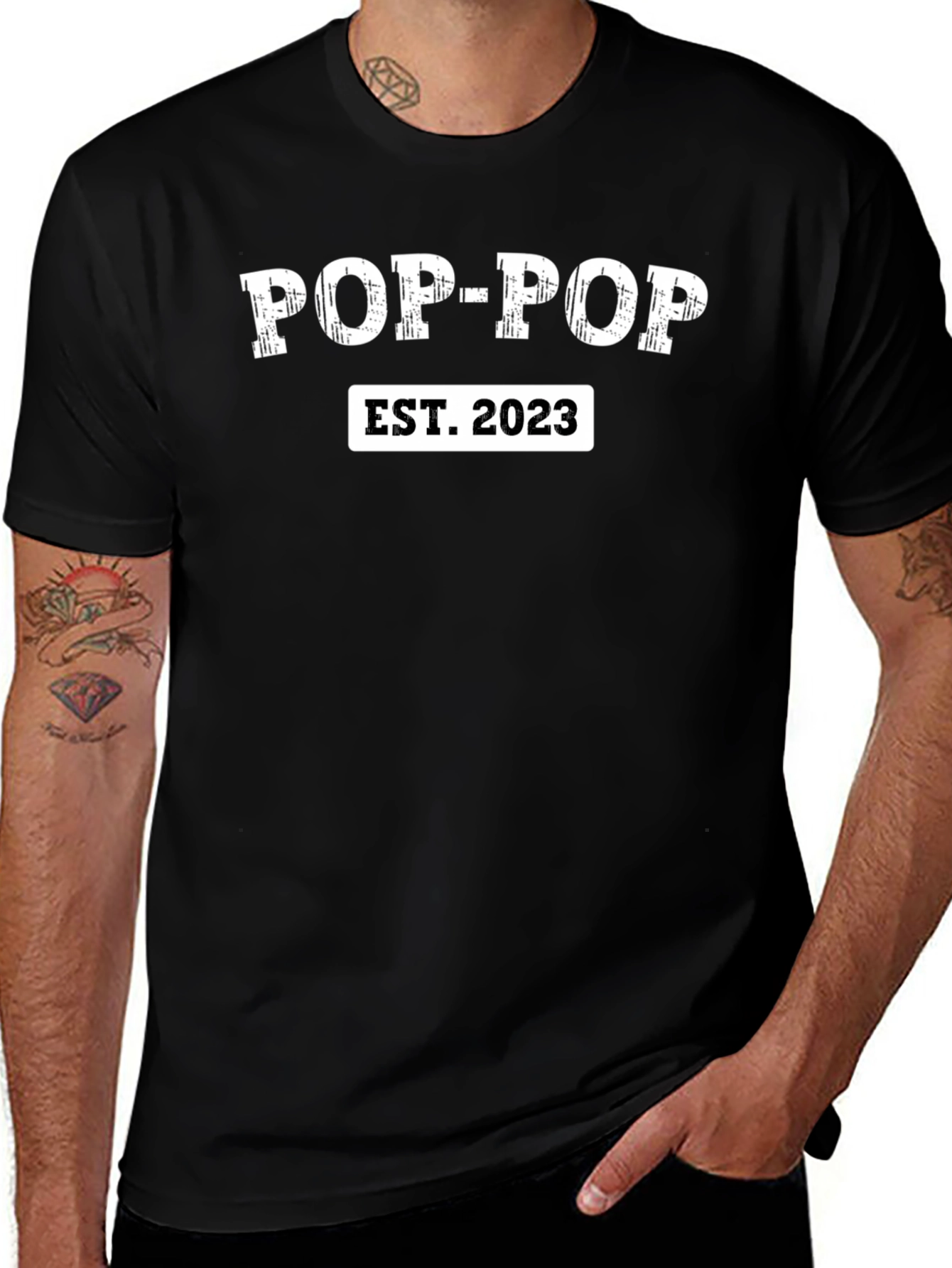 Pop-Pop Est. 2023 Black T-Shirt