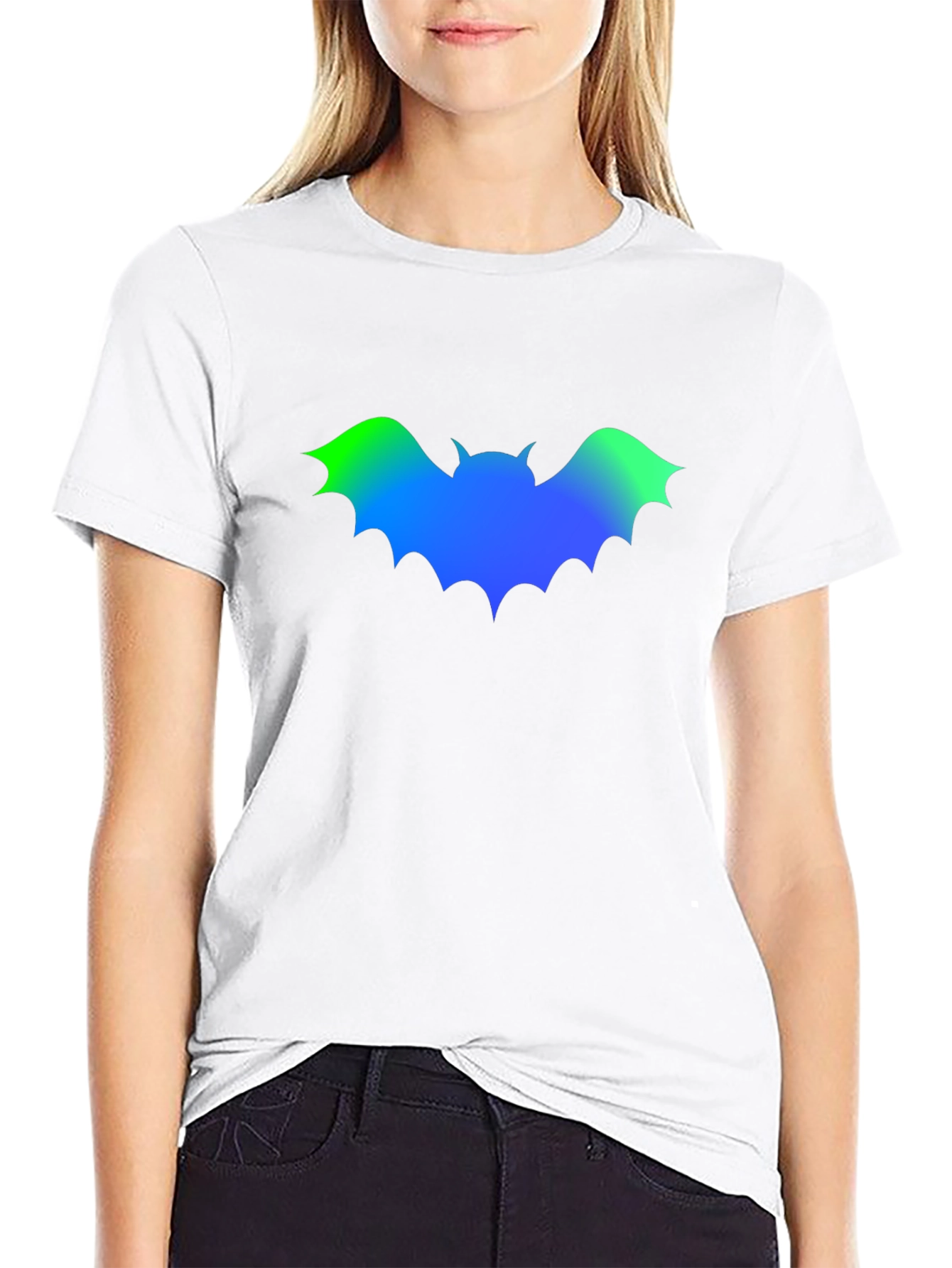 Gradient Bat Graphic Black T-Shirt