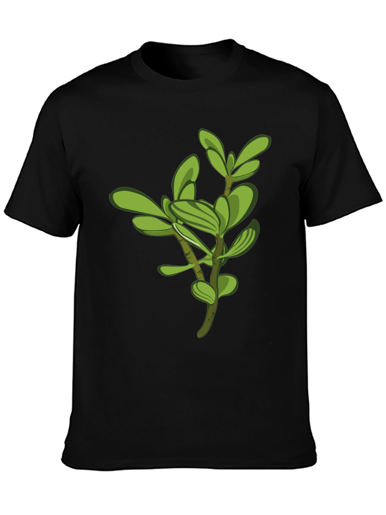 Green Plant Graphic Black Tee