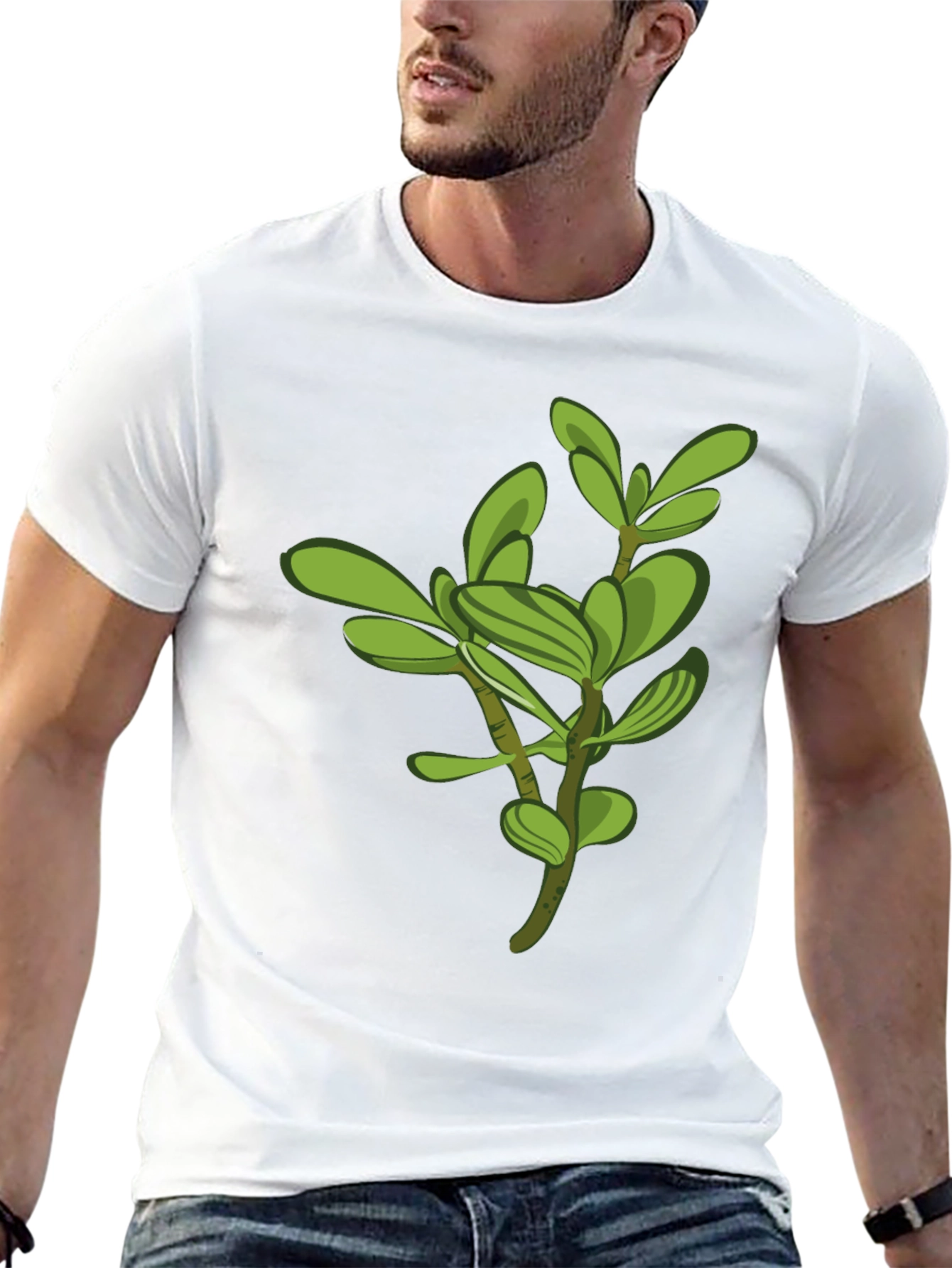 Green Plant Graphic Black Tee