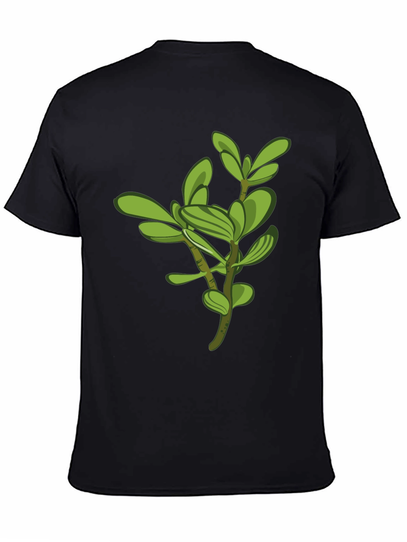 Green Plant Graphic Black Tee