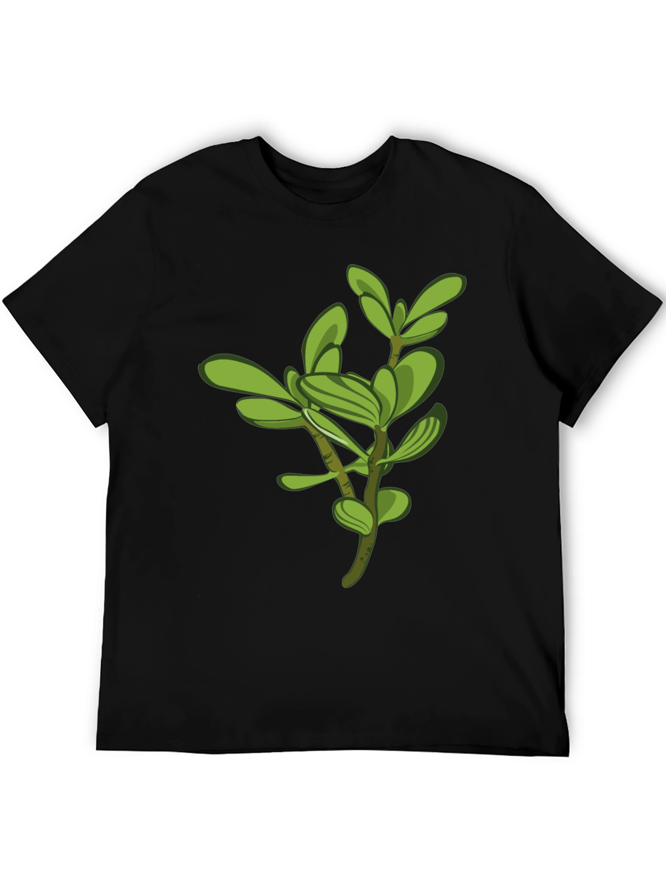 Green Plant Graphic Black Tee