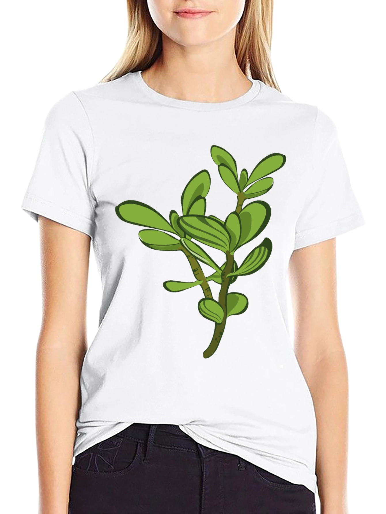 Green Plant Graphic Black Tee