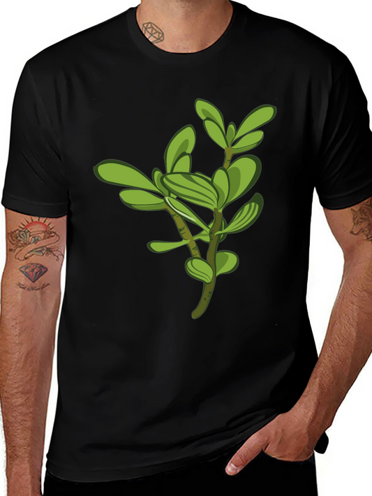 Green Plant Graphic Black Tee