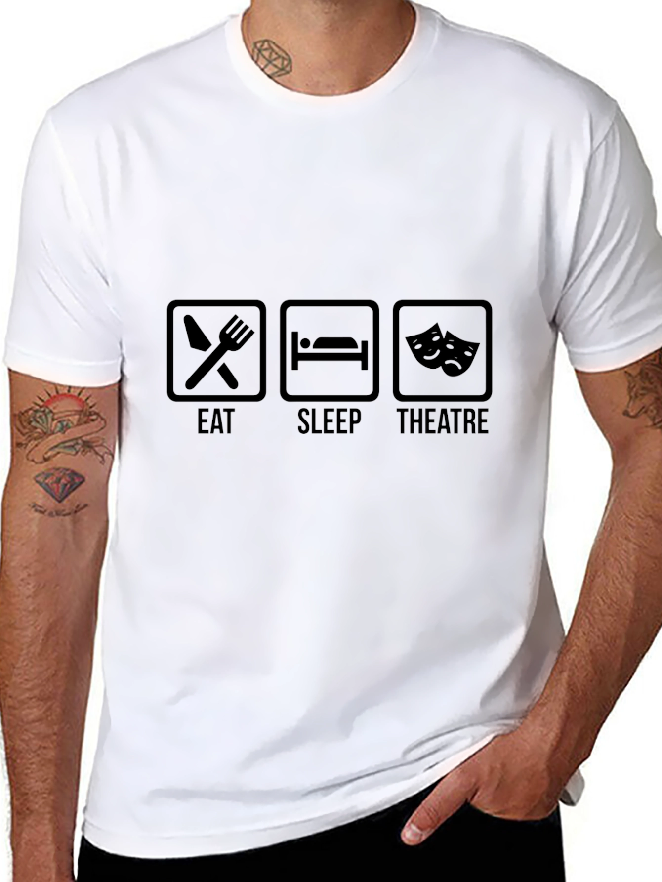 Eat Sleep Theatre T-Shirt - Black Crew Neck