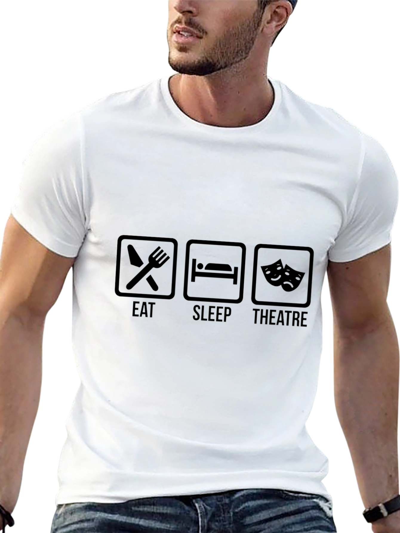 Eat Sleep Theatre T-Shirt - Black Crew Neck