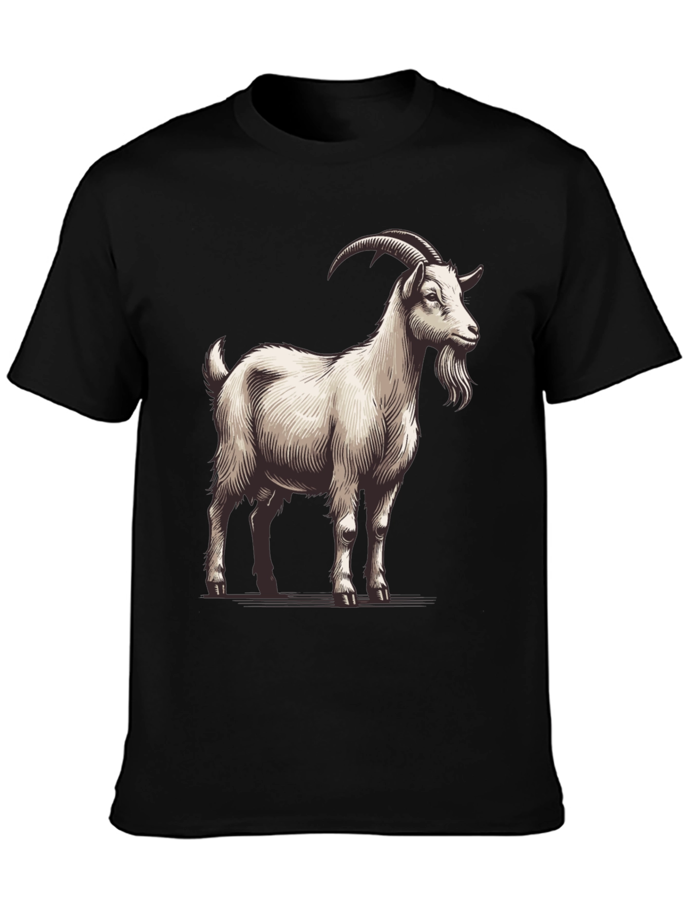 Goat Graphic Tee - Black Cotton T-Shirt