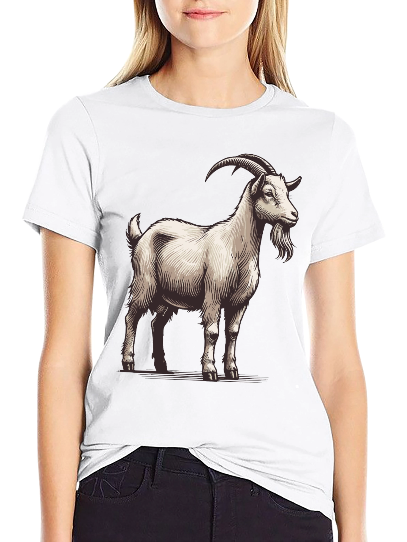 Goat Graphic Tee - Black Cotton T-Shirt