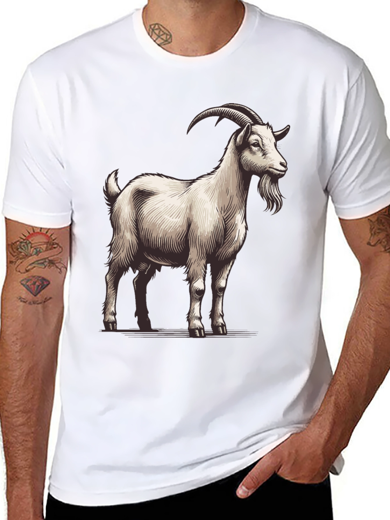 Goat Graphic Tee - Black Cotton T-Shirt