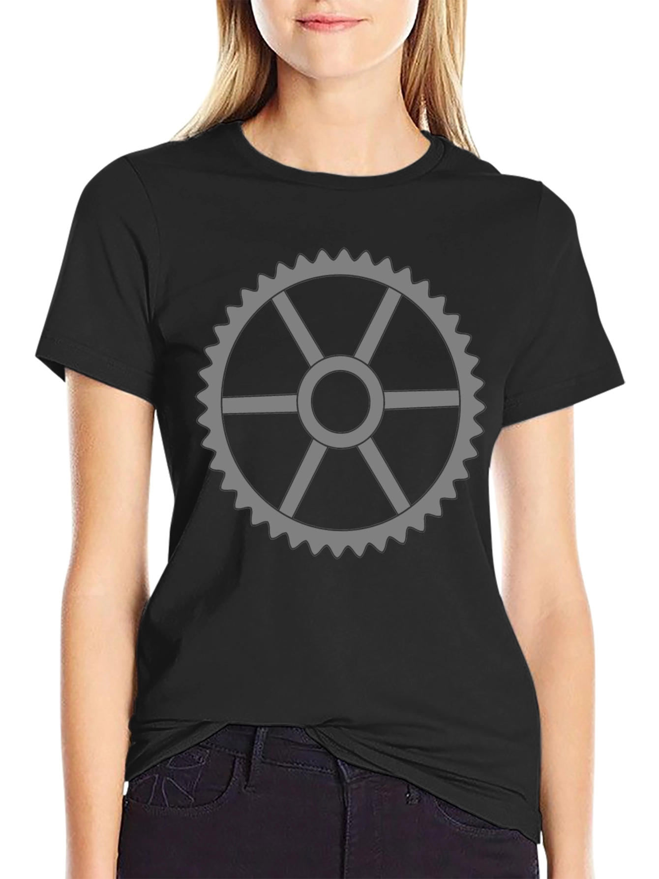 Gear Graphic T-Shirt - Black Cotton Tee