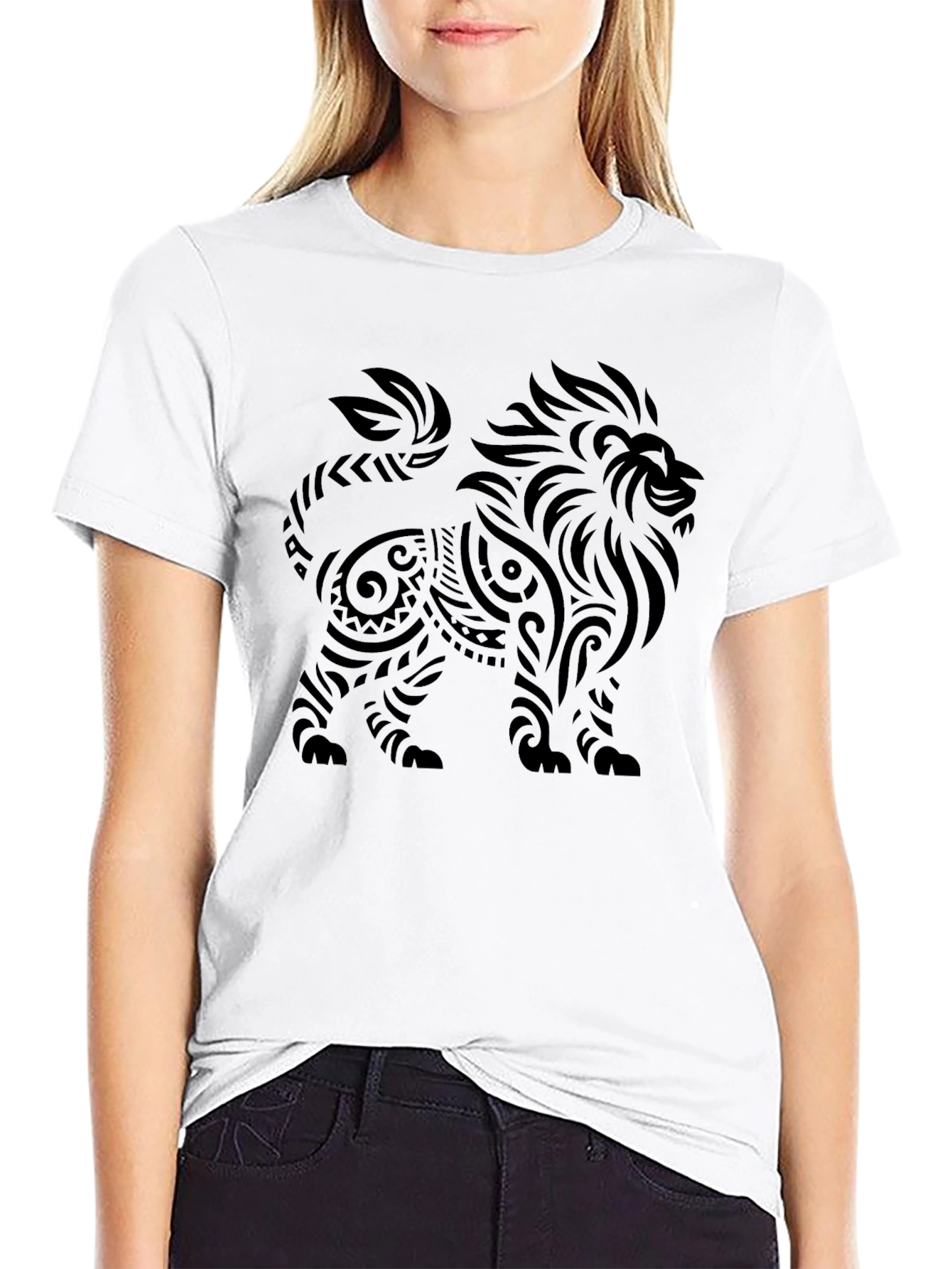 Tribal Lion Graphic Black T-Shirt