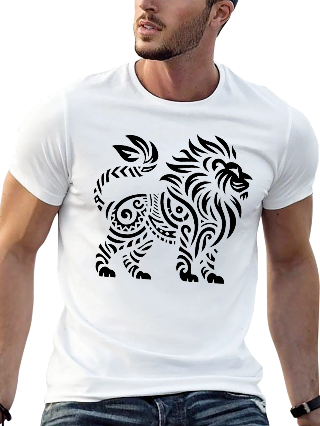 Tribal Lion Graphic Black T-Shirt