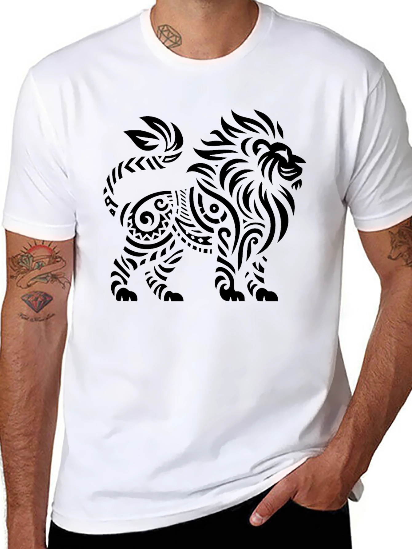 Tribal Lion Graphic Black T-Shirt