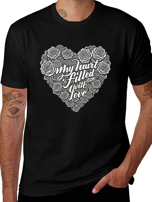 Floral Heart T-Shirt - My Heart Filled With Love