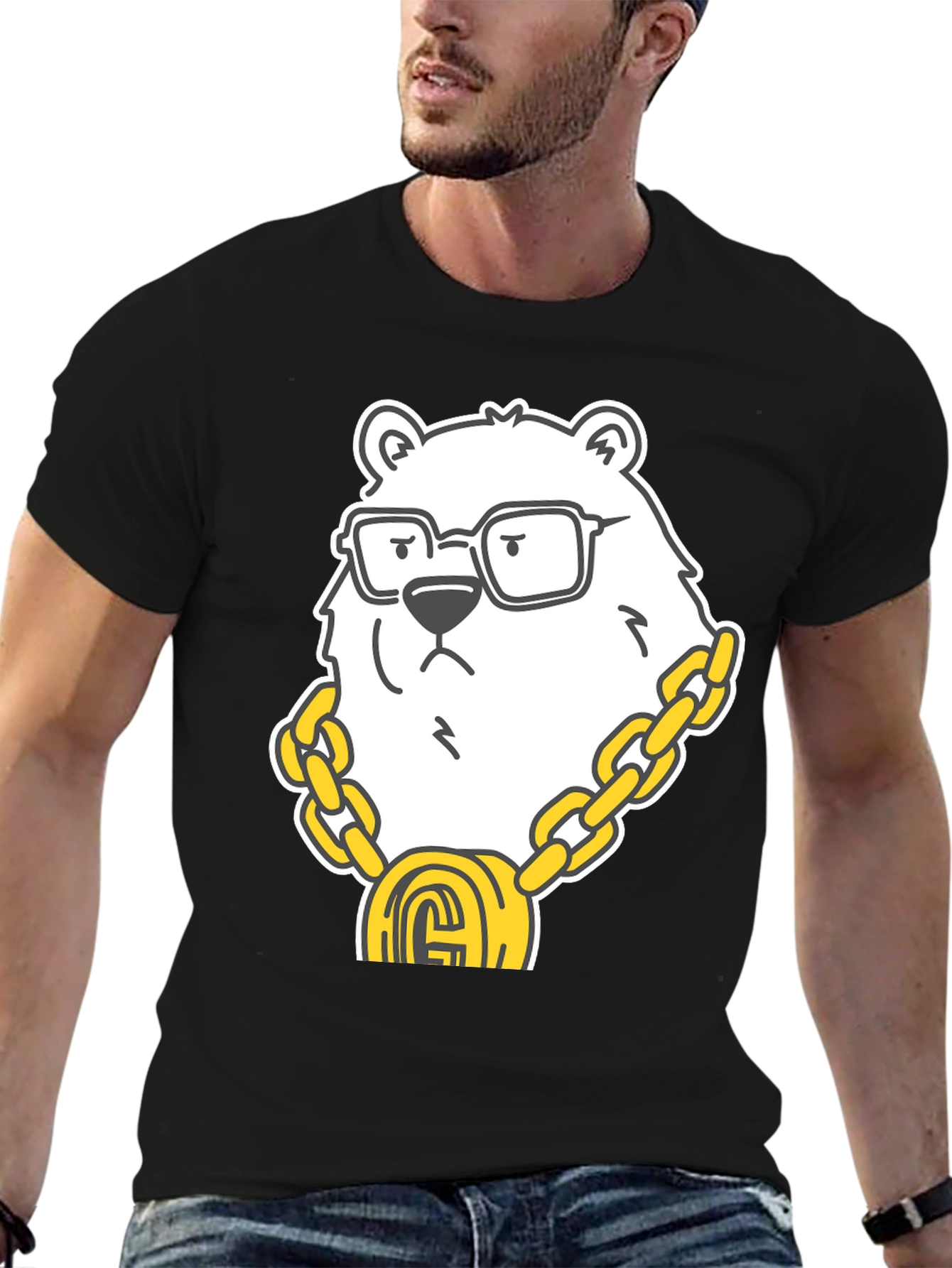 Cool Bear Graphic Tee - Black Cotton Blend
