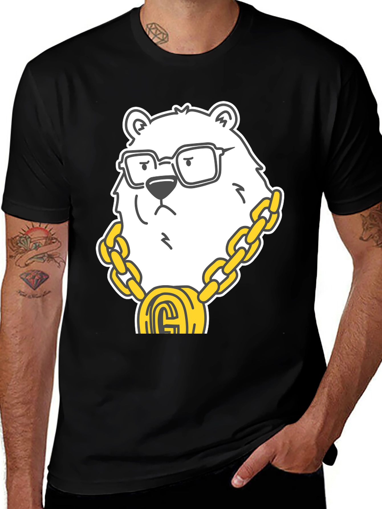 Cool Bear Graphic Tee - Black Cotton Blend