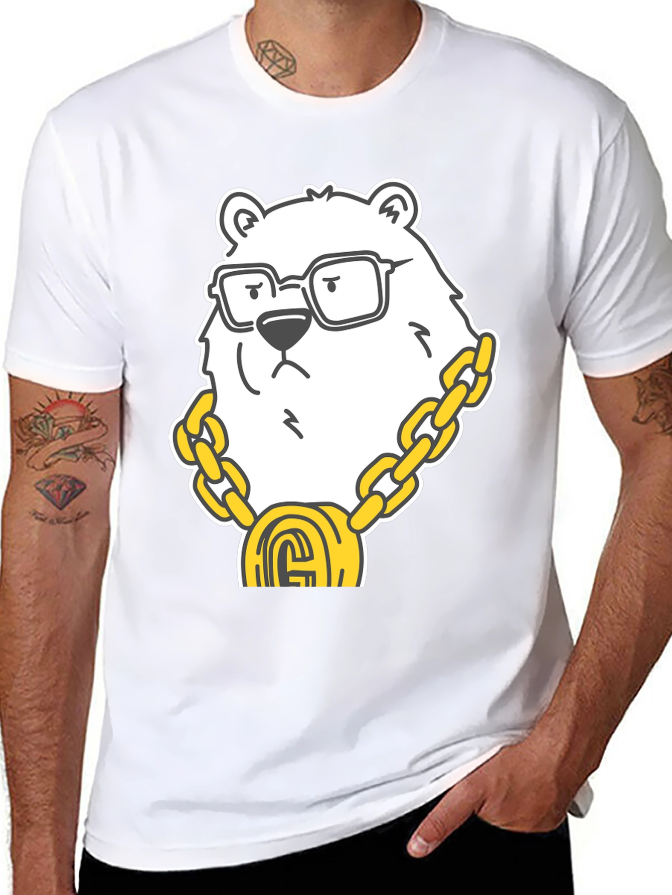 Cool Bear Graphic Tee - Black Cotton Blend
