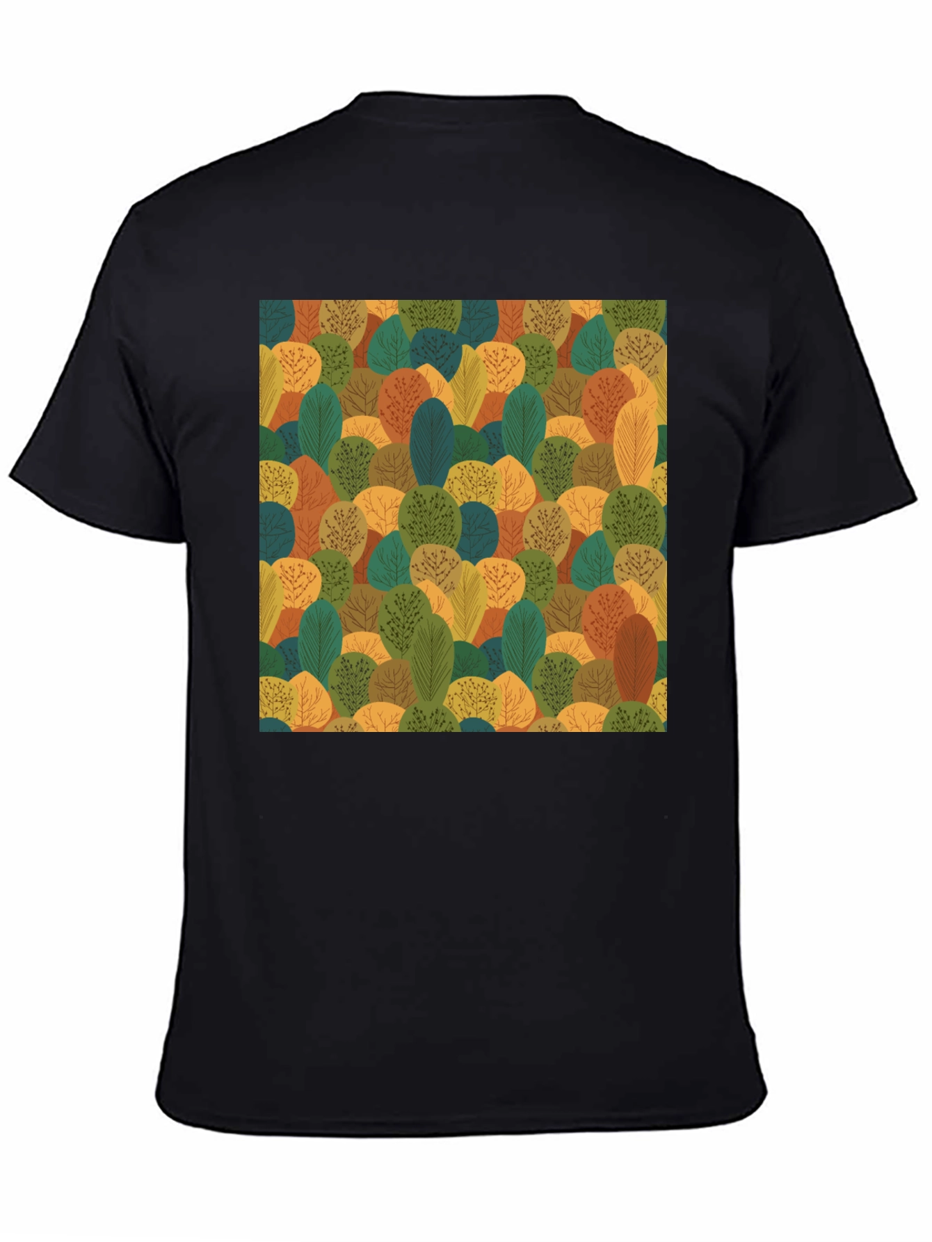 Nature Pattern Black T-Shirt