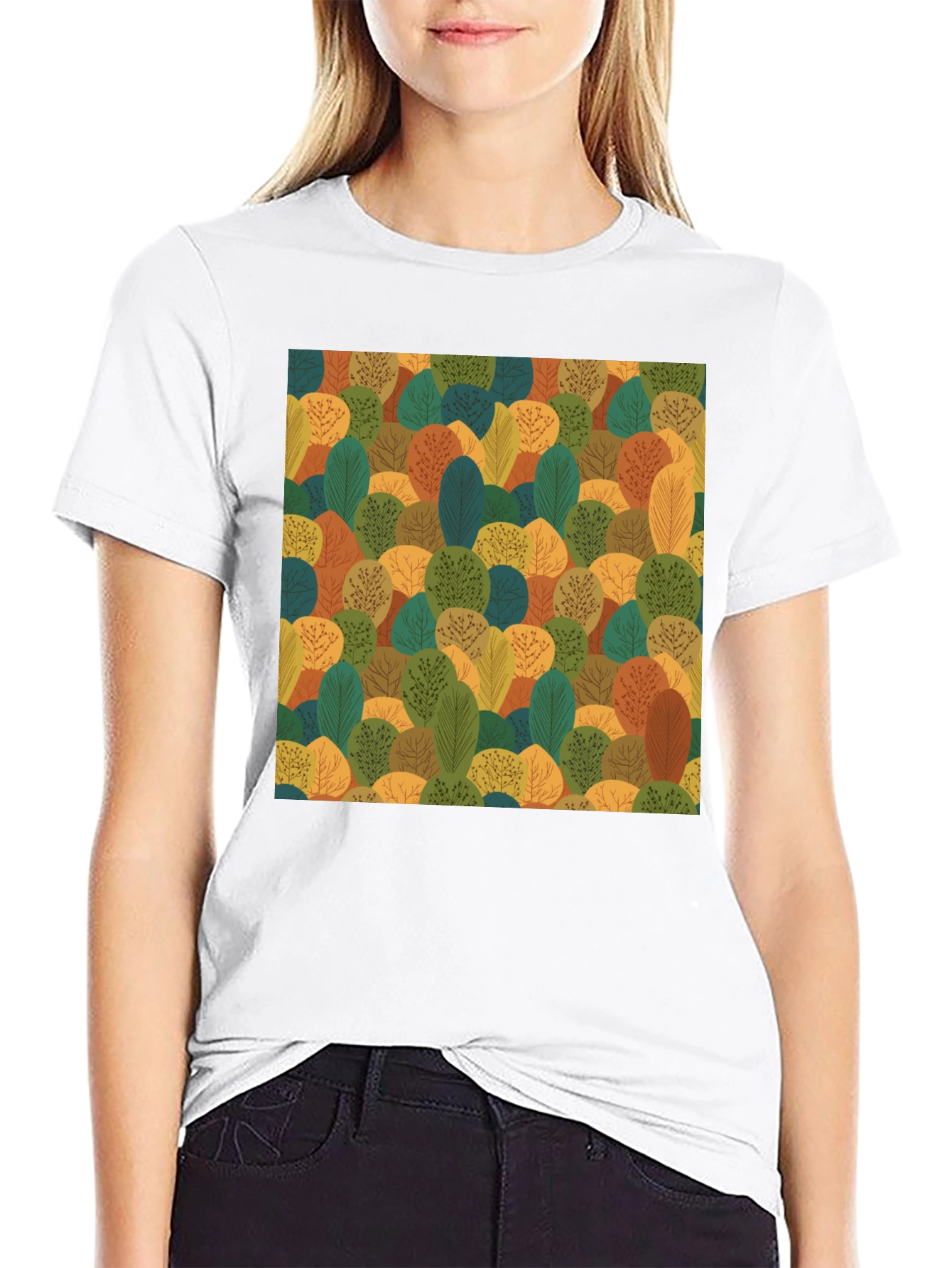 Nature Pattern Black T-Shirt