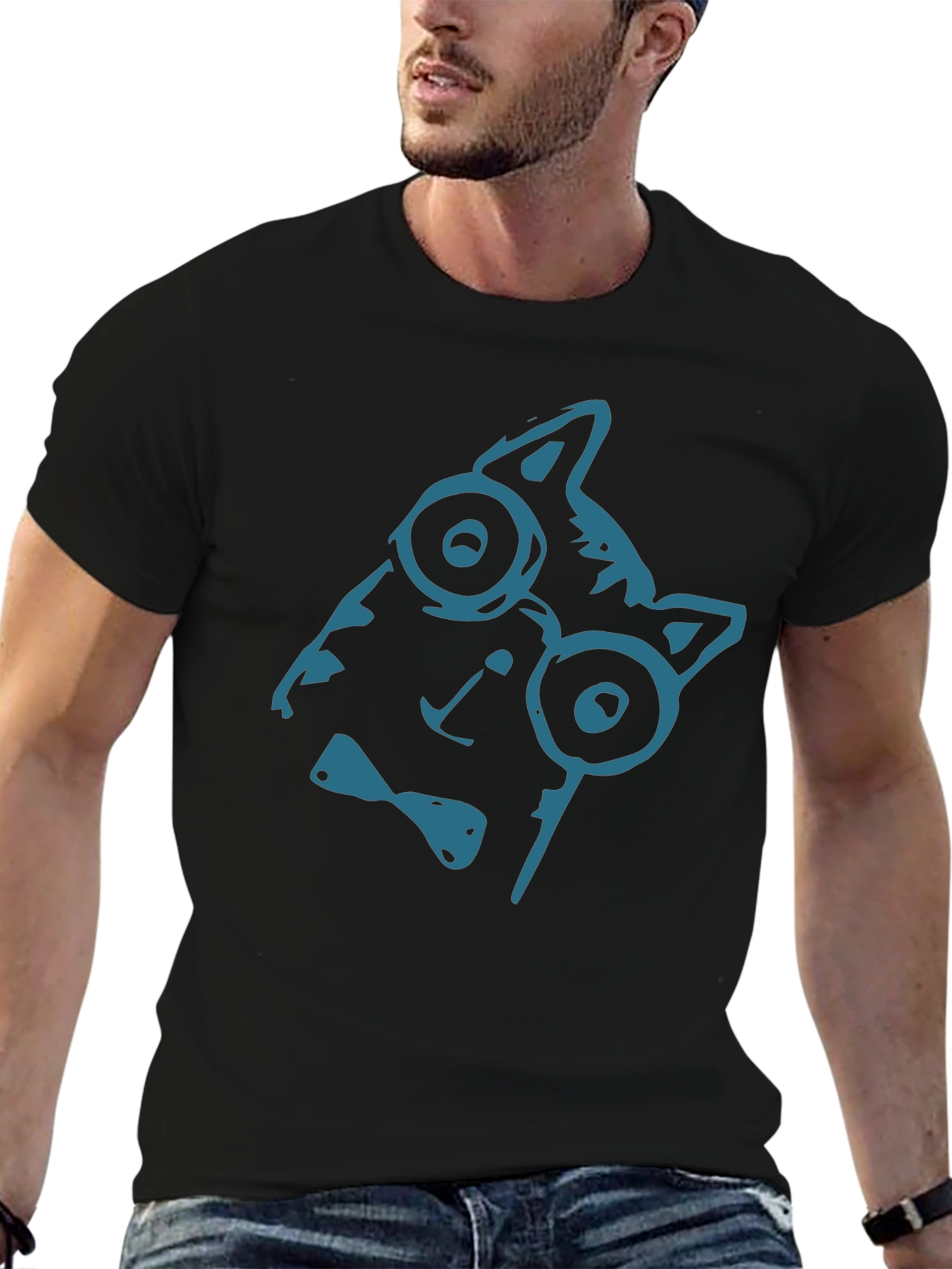 Cool Cat Tee - Quirky Glasses Bow Tie
