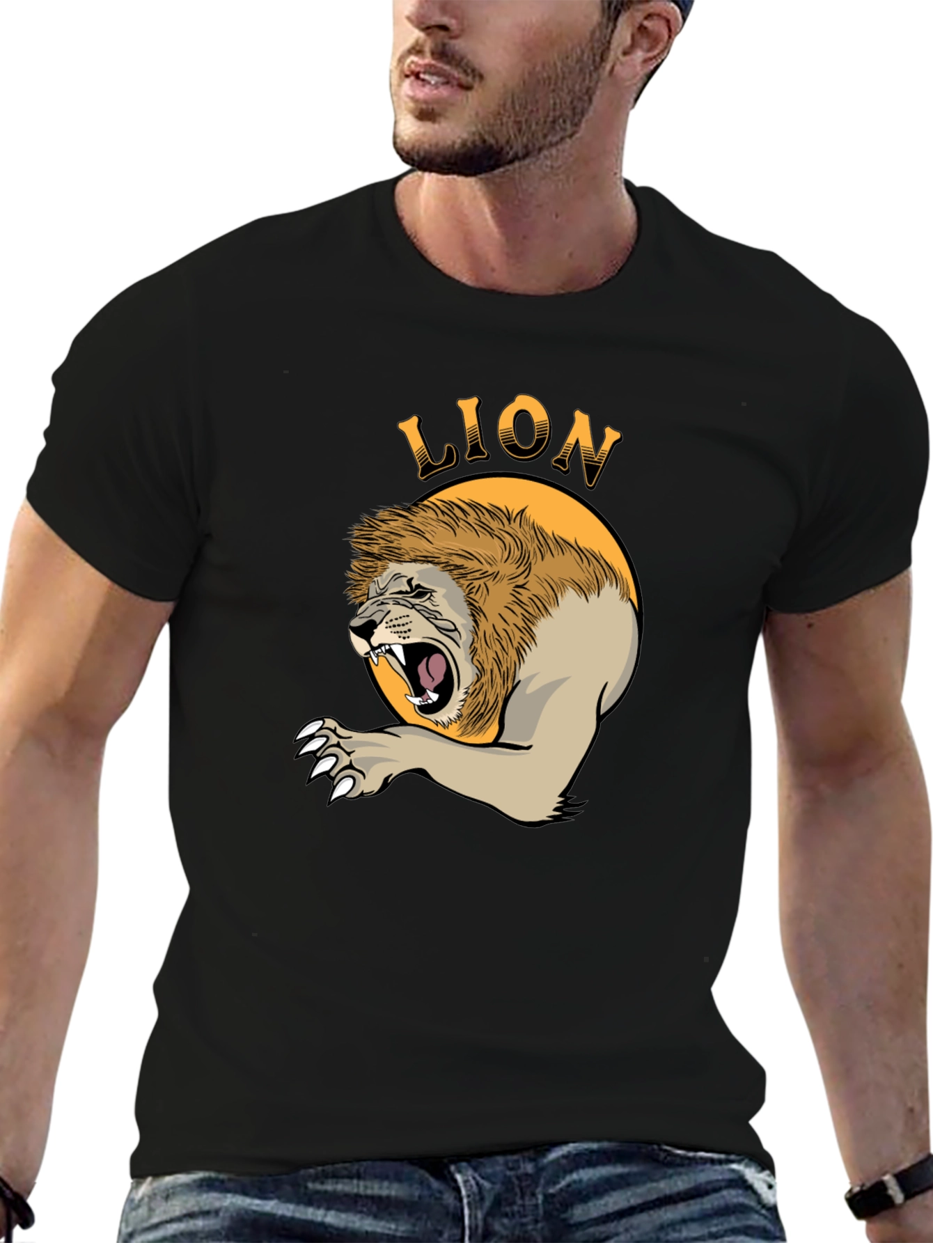 Roaring Lion Graphic T-Shirt - Bold Animal Print Tee