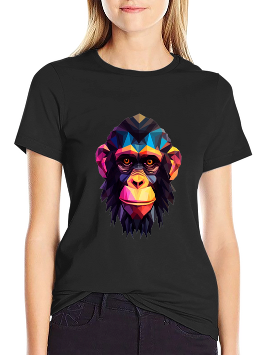 Geometric Monkey Graphic Tee - Modern Art Shirt